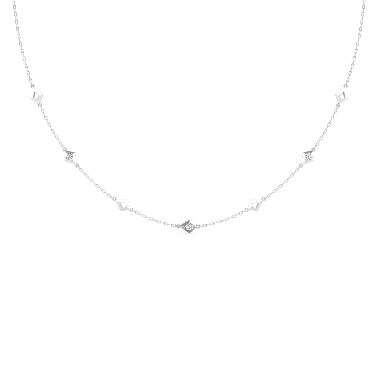 Diamond Station Chain Necklace