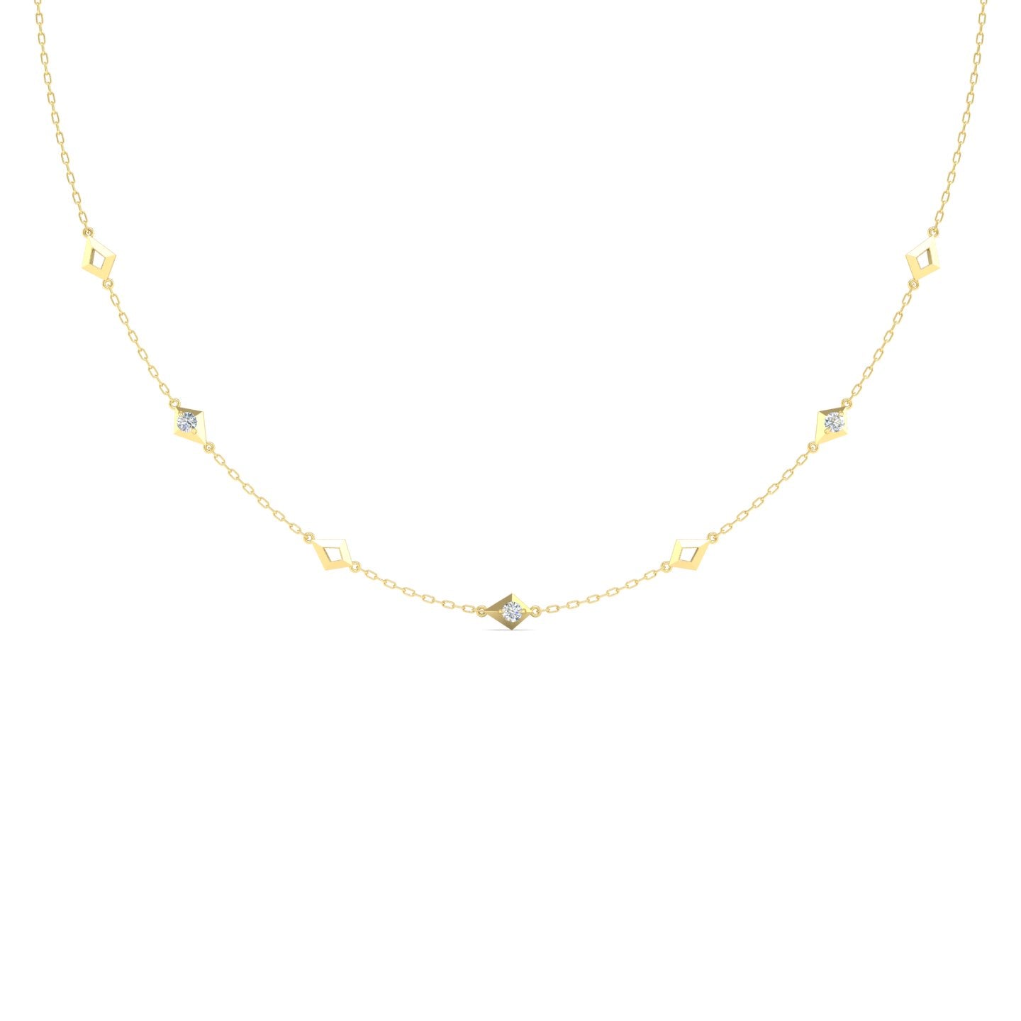 Diamond Station Chain Necklace