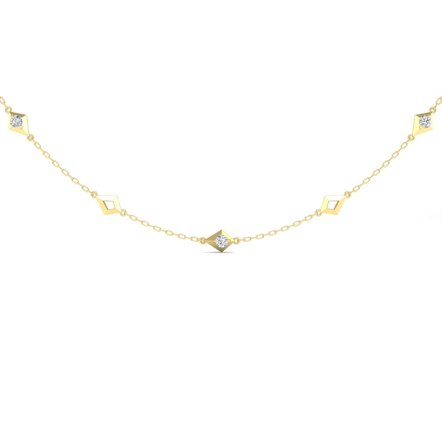 Diamond Station Chain Necklace