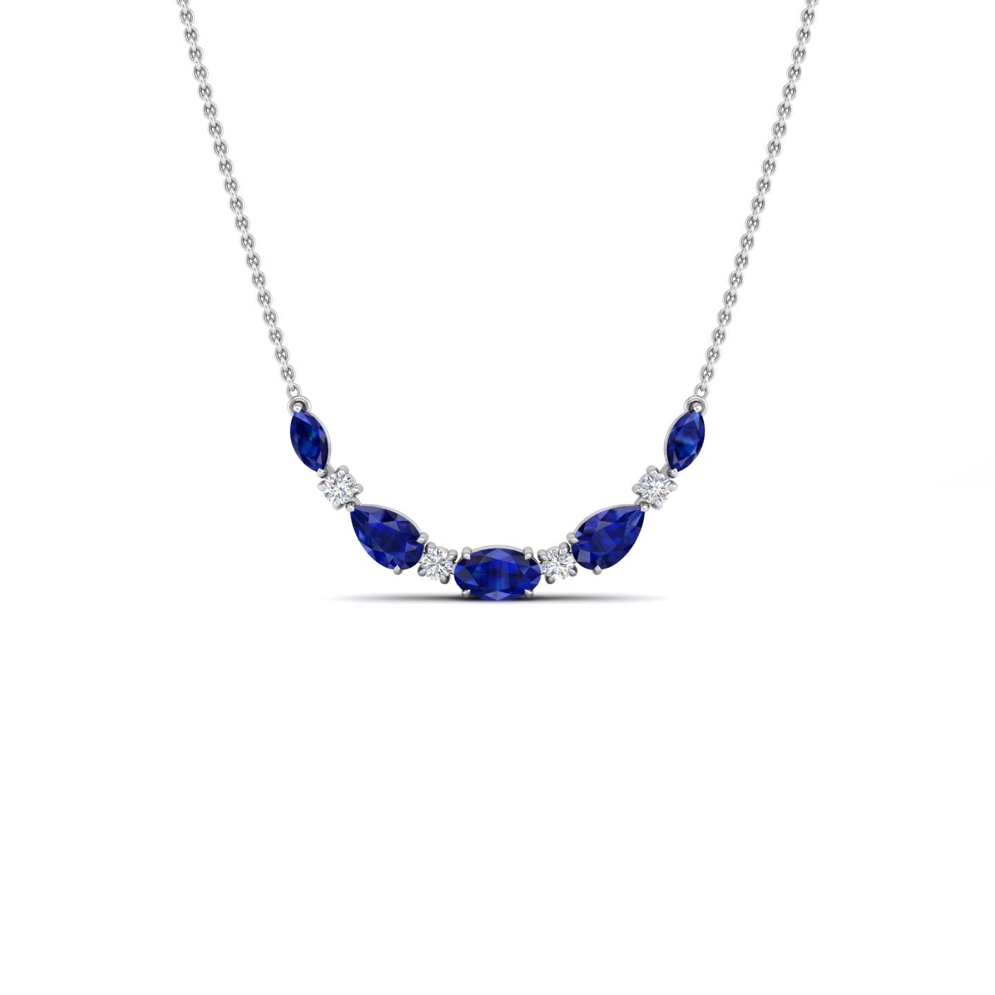 Blue Sapphire and Diamond Necklace