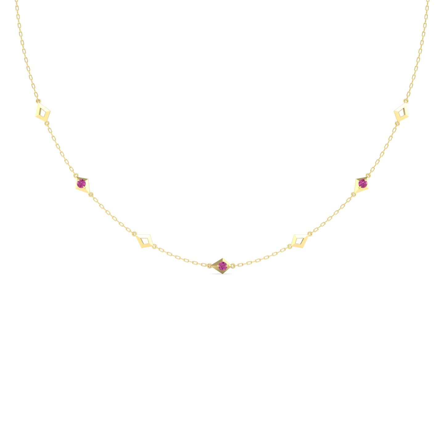 Pink Sapphire Station Chain Necklace