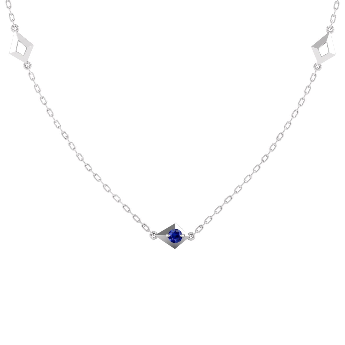 Blue Sapphire Station Chain Necklace