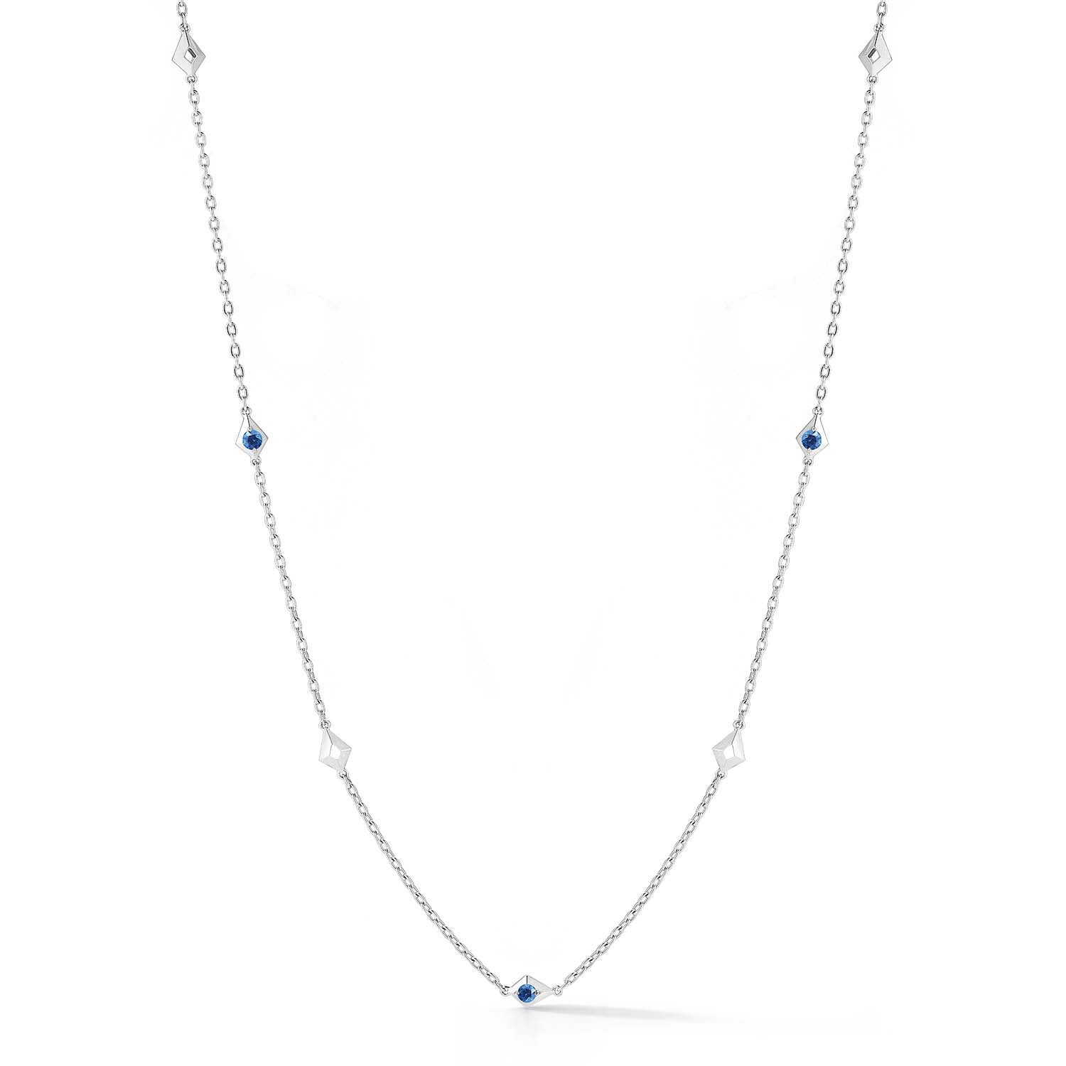 Blue Sapphire Station Chain Necklace