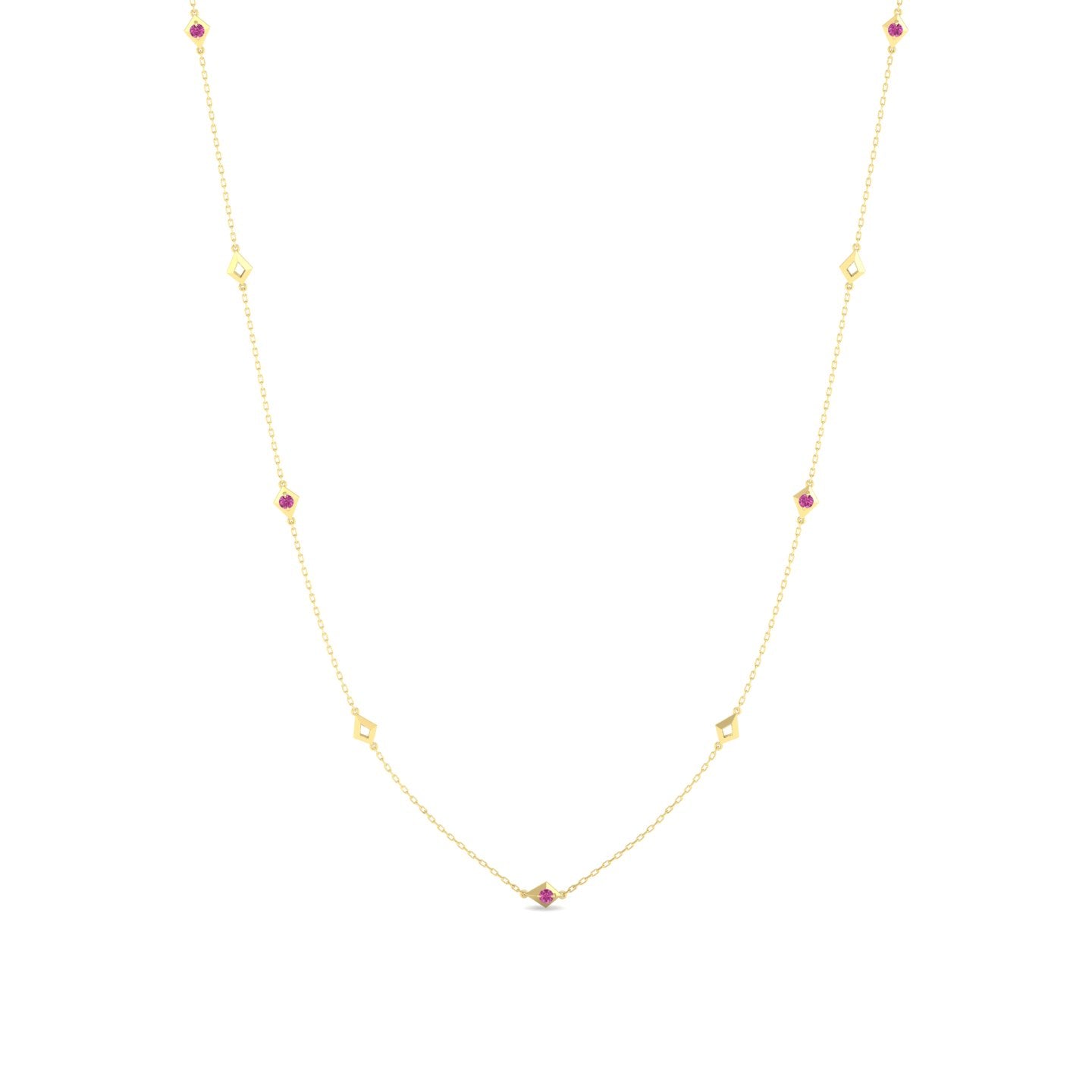 Pink Sapphire Station Chain Necklace