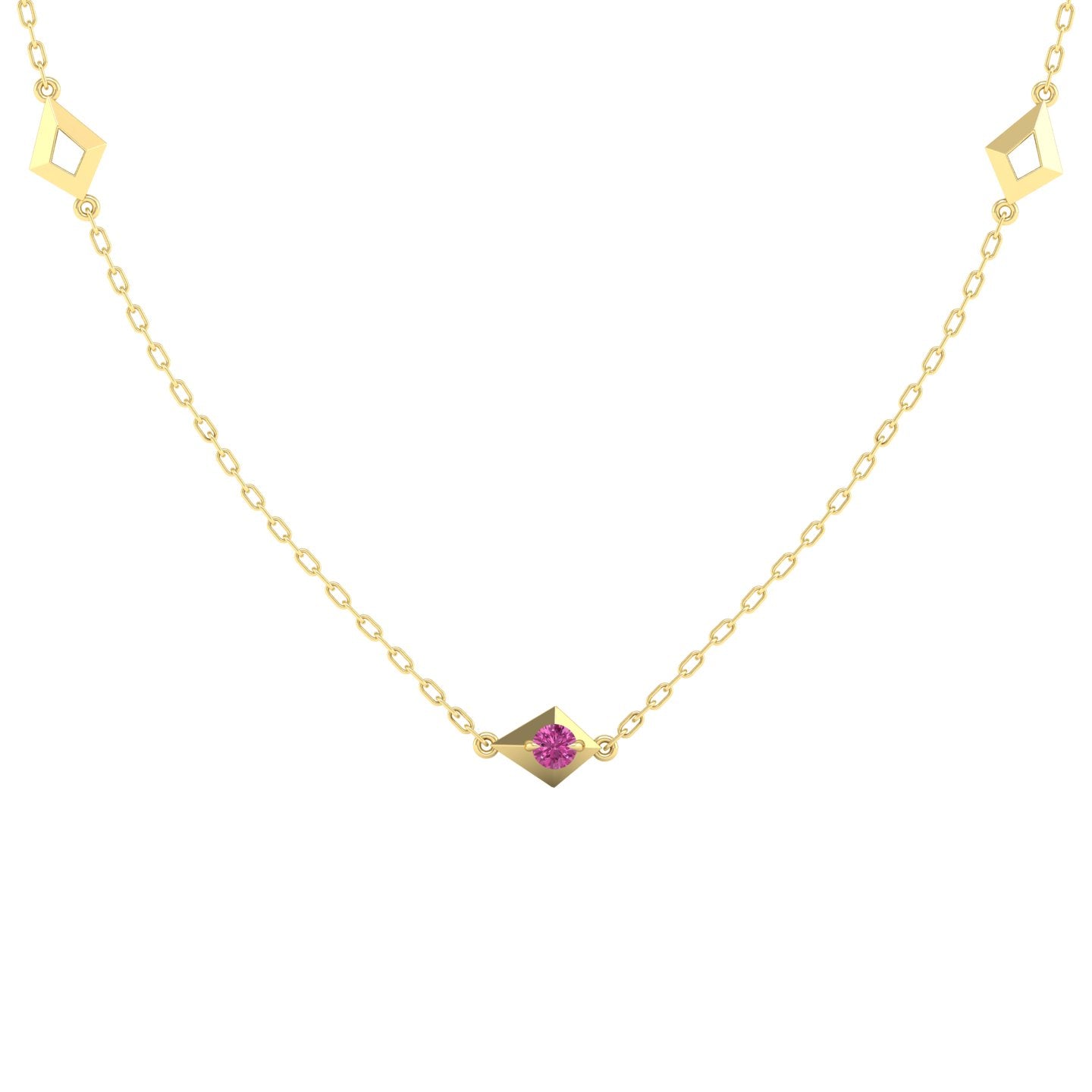 Pink Sapphire Station Chain Necklace