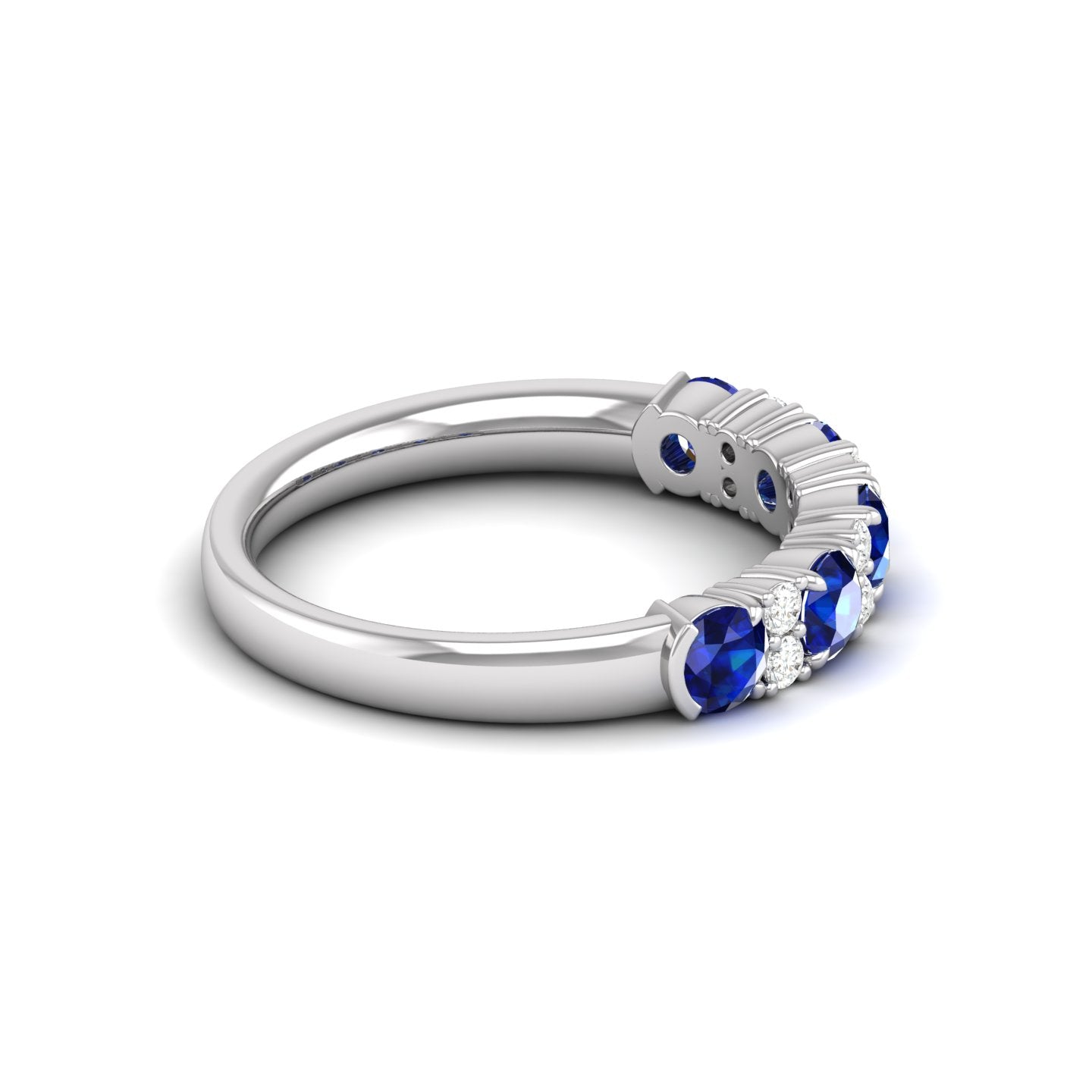 Blue Sapphire and Diamond Half Eternity Band