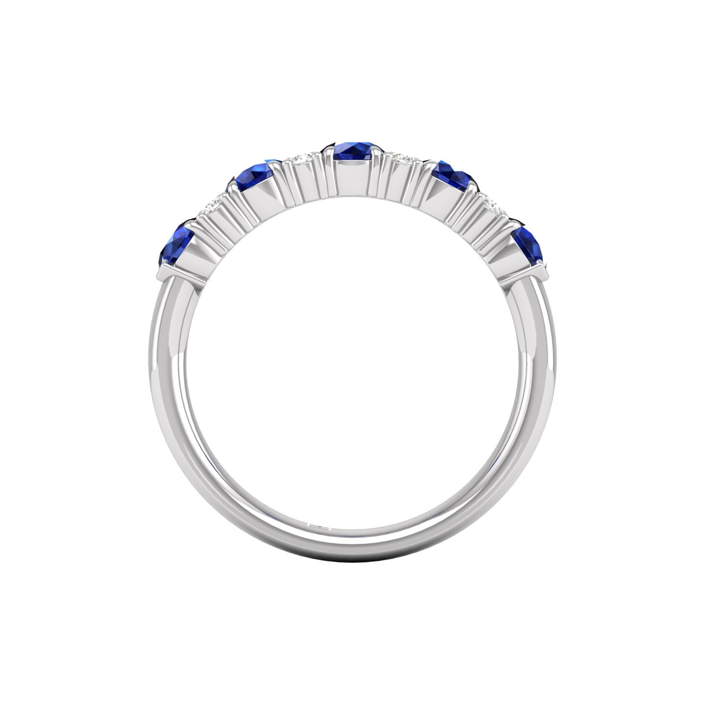 Blue Sapphire and Diamond Half Eternity Band