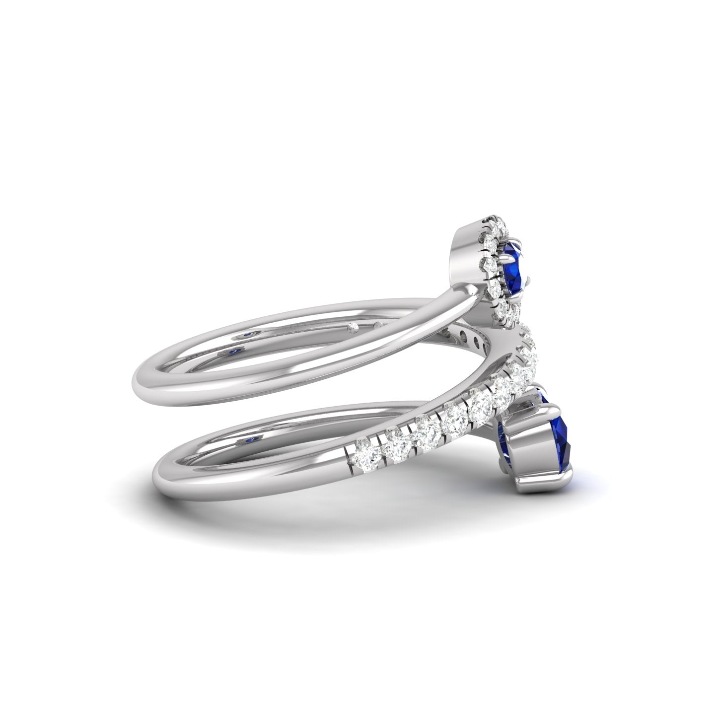 Blue Sapphire and Diamond Coil Ring