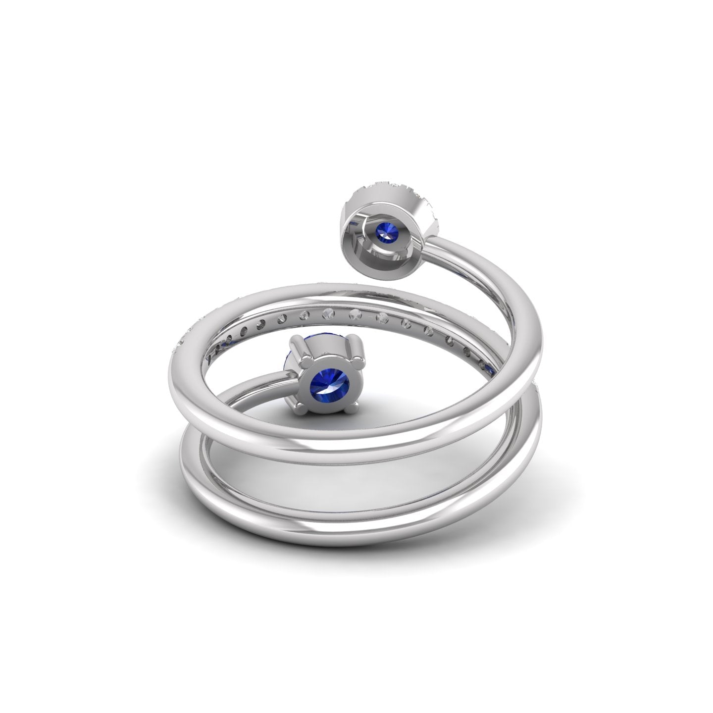 Blue Sapphire and Diamond Coil Ring