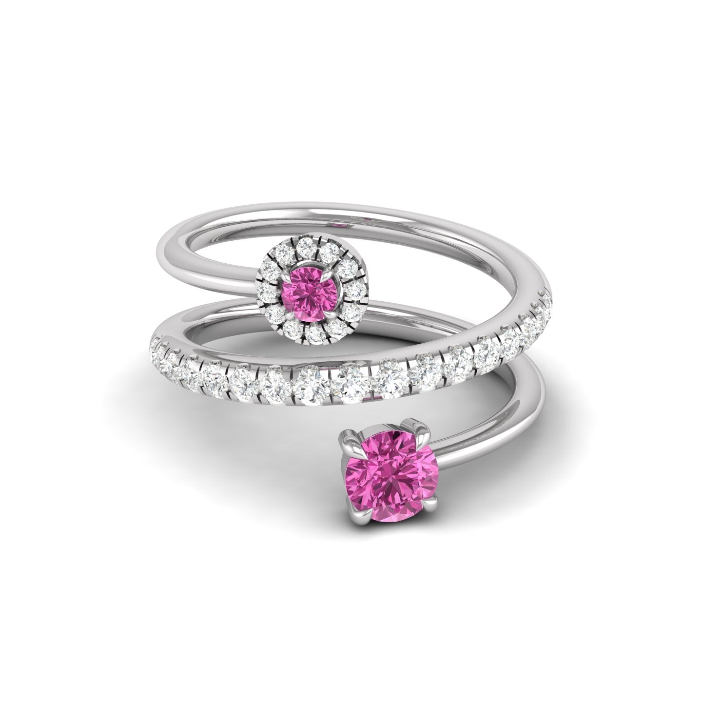 Pink Sapphire and Diamond Coil Ring