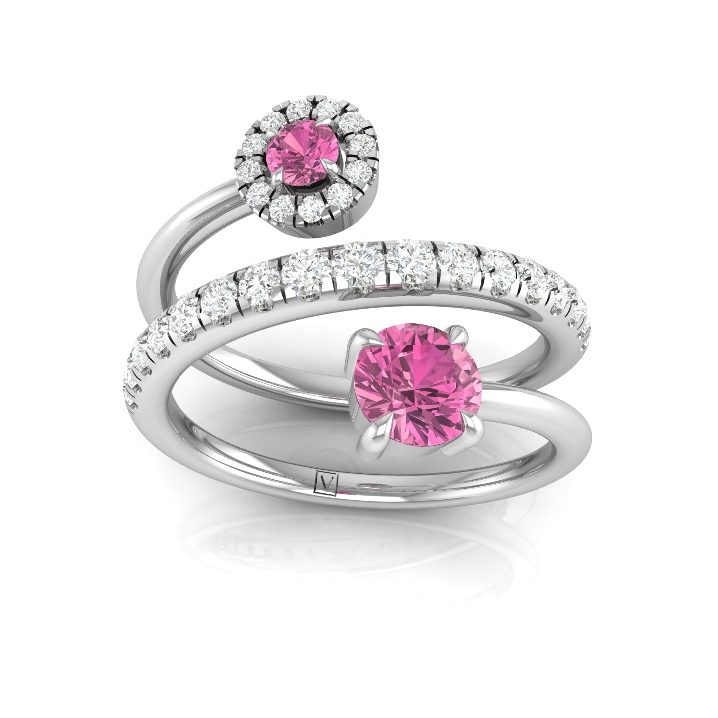 Pink Sapphire and Diamond Coil Ring