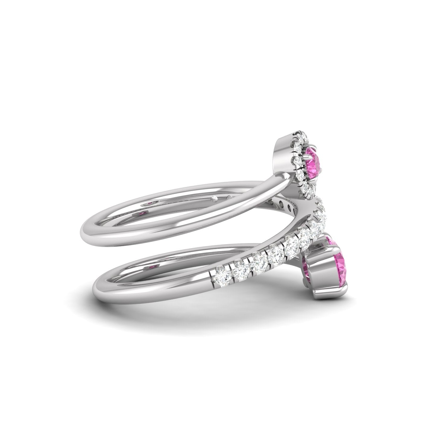 Pink Sapphire and Diamond Coil Ring