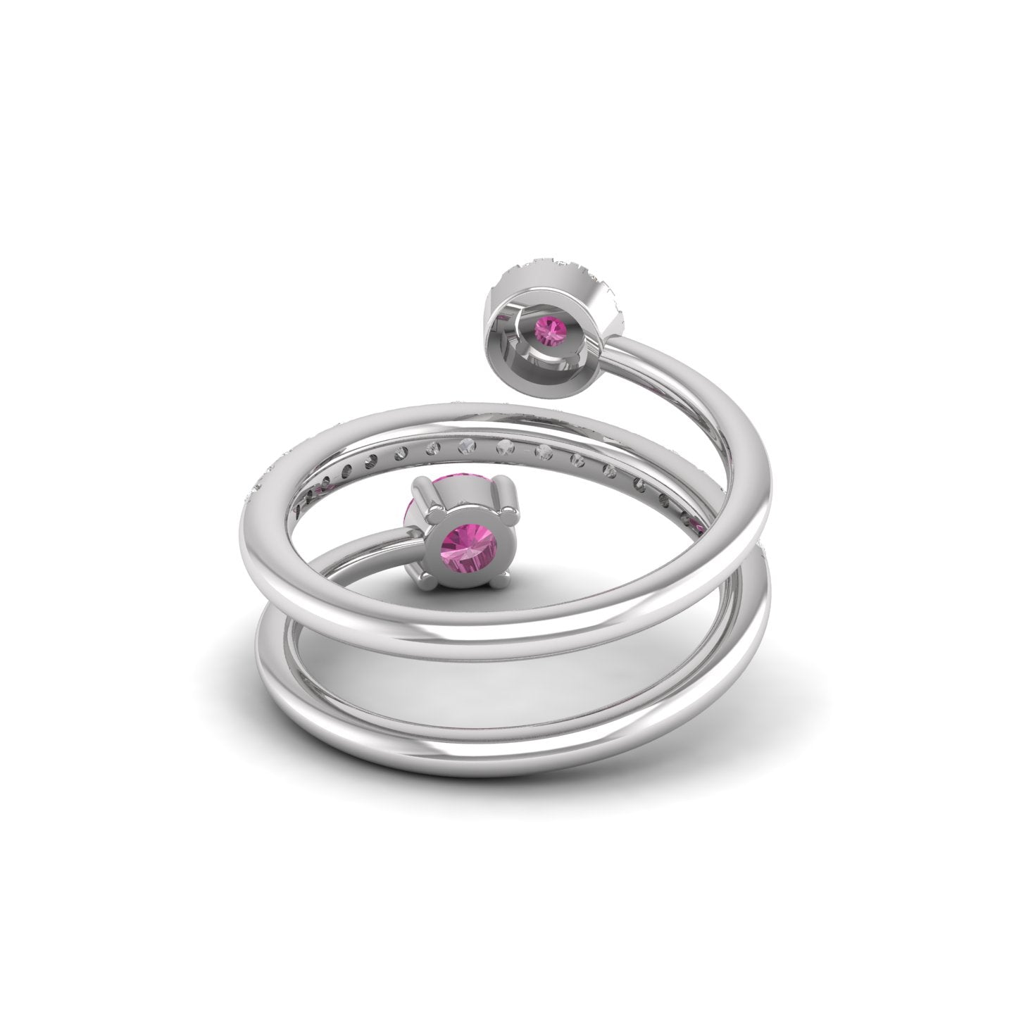 Pink Sapphire and Diamond Coil Ring