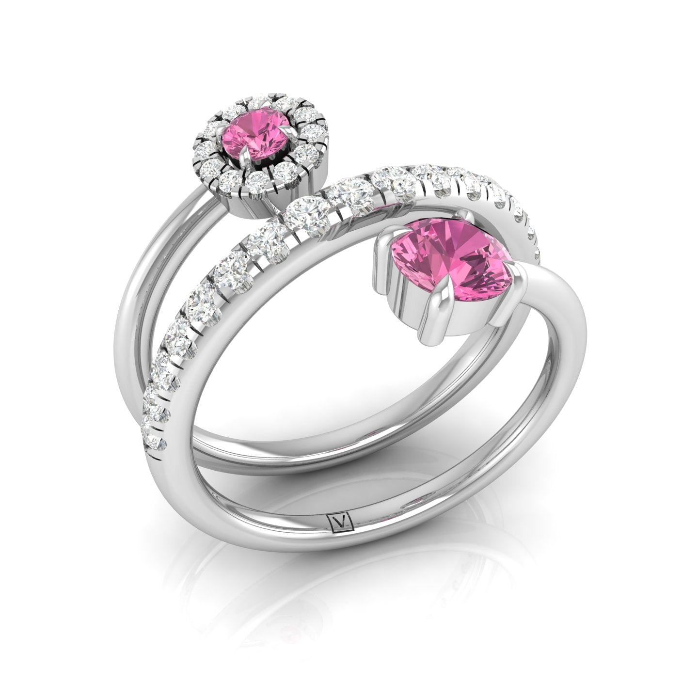 Pink Sapphire and Diamond Coil Ring