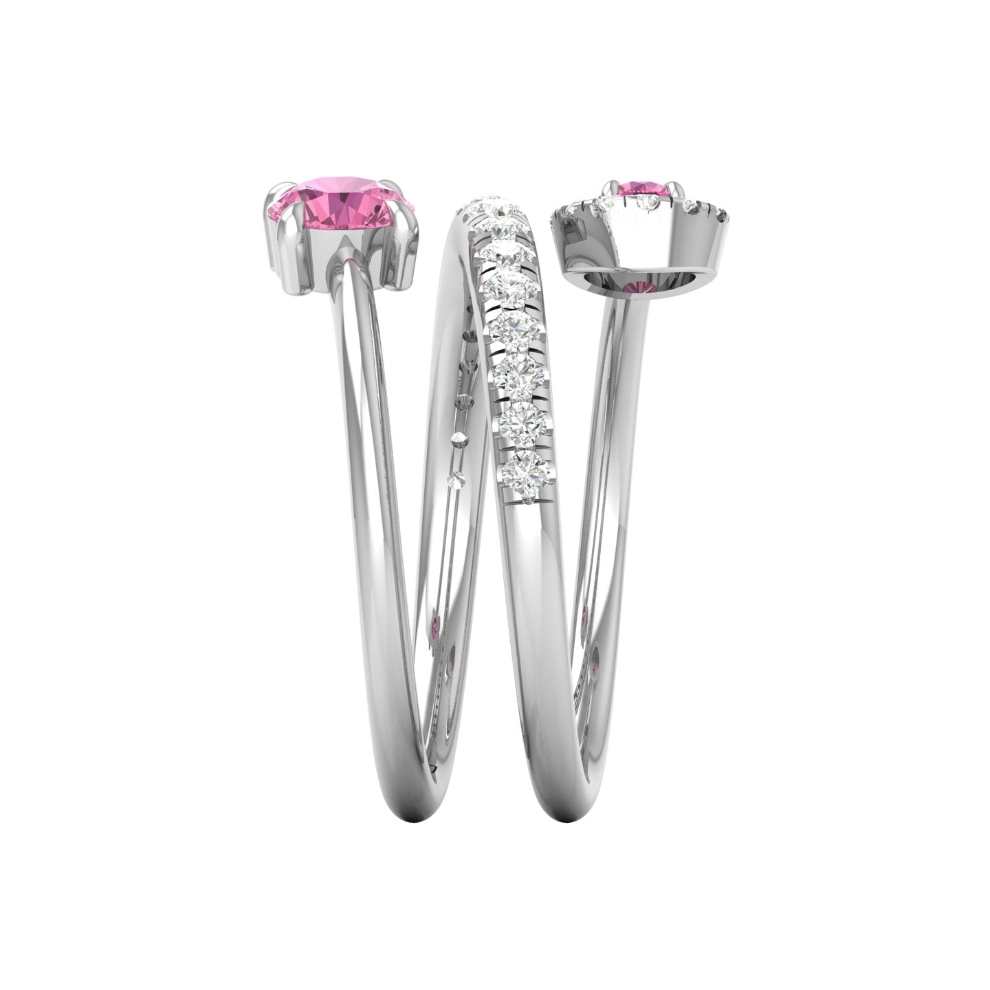 Pink Sapphire and Diamond Coil Ring