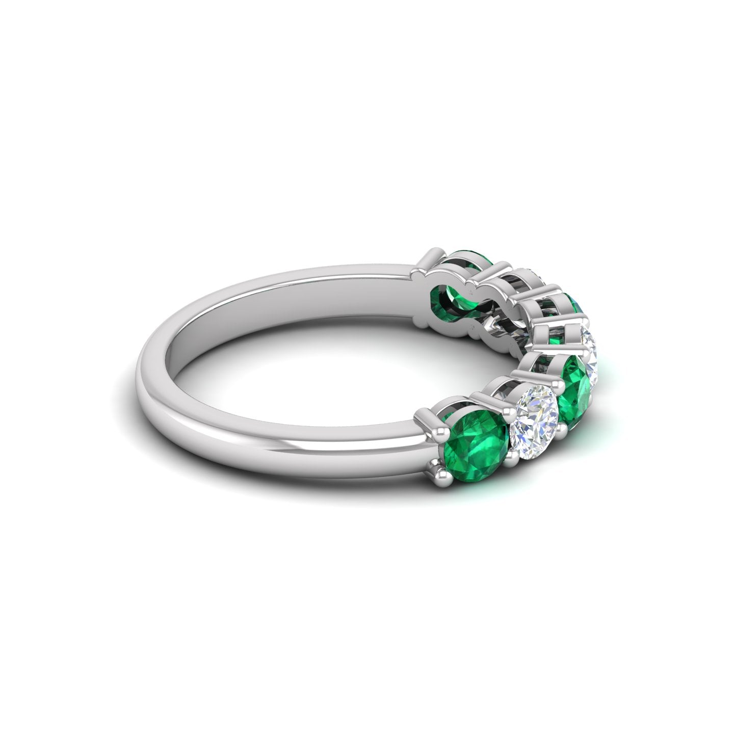 Emerald and Diamond Alternating Half Eternity Band