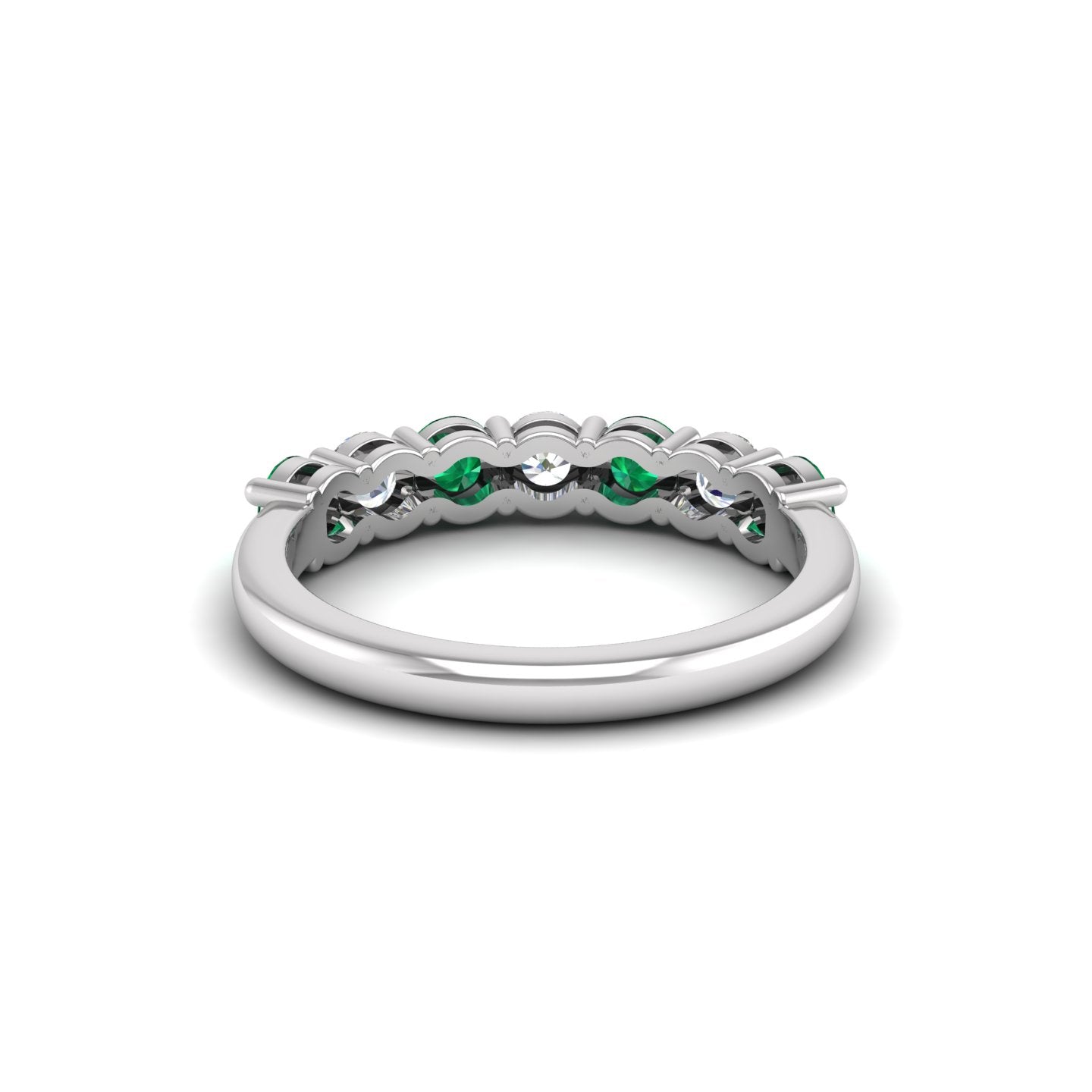 Emerald and Diamond Alternating Half Eternity Band