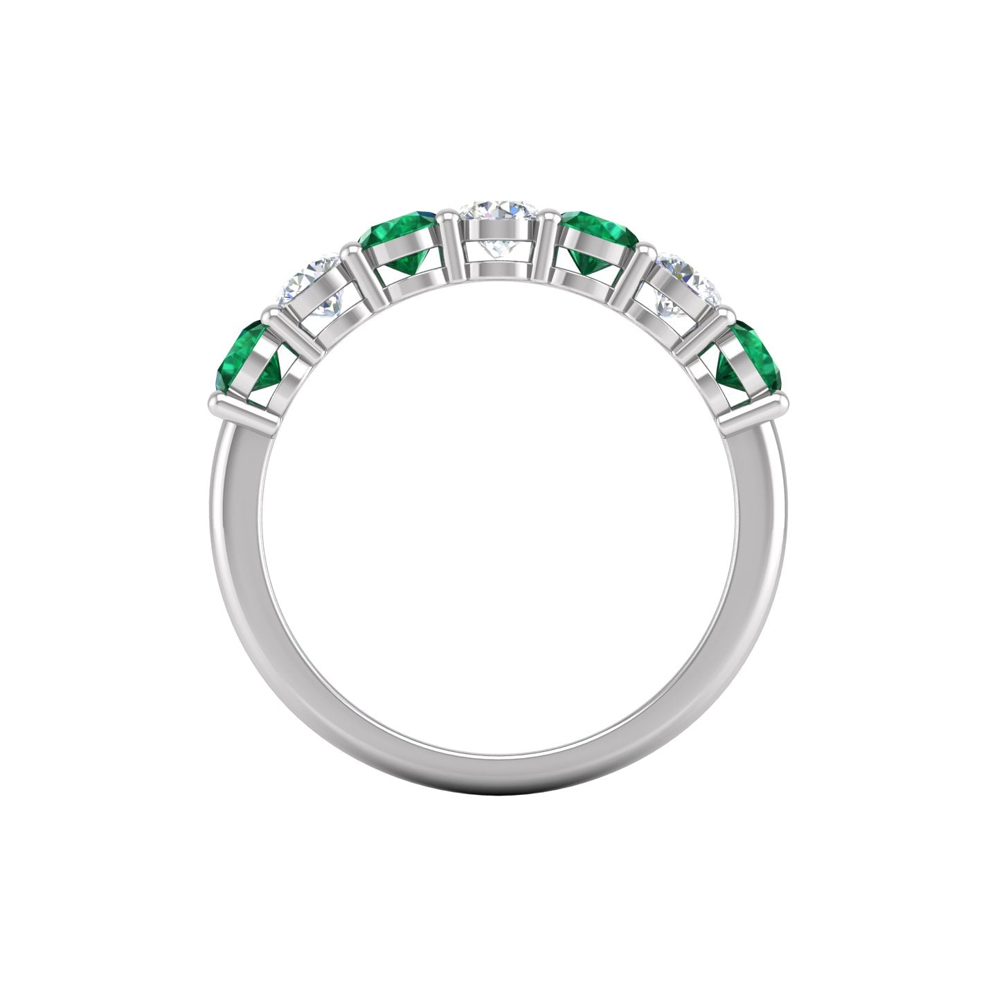 Emerald and Diamond Alternating Half Eternity Band