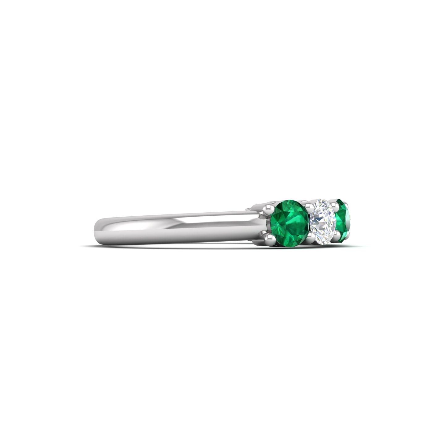 Emerald and Diamond Alternating Half Eternity Band