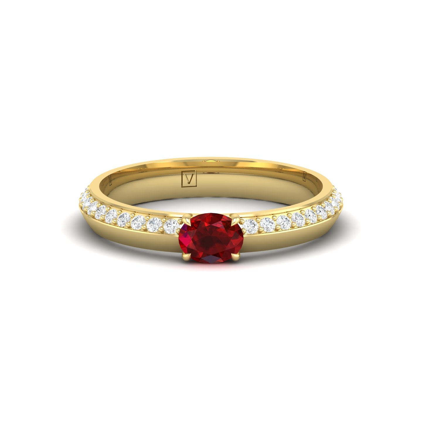 Ruby and Diamond Solitaire Ring