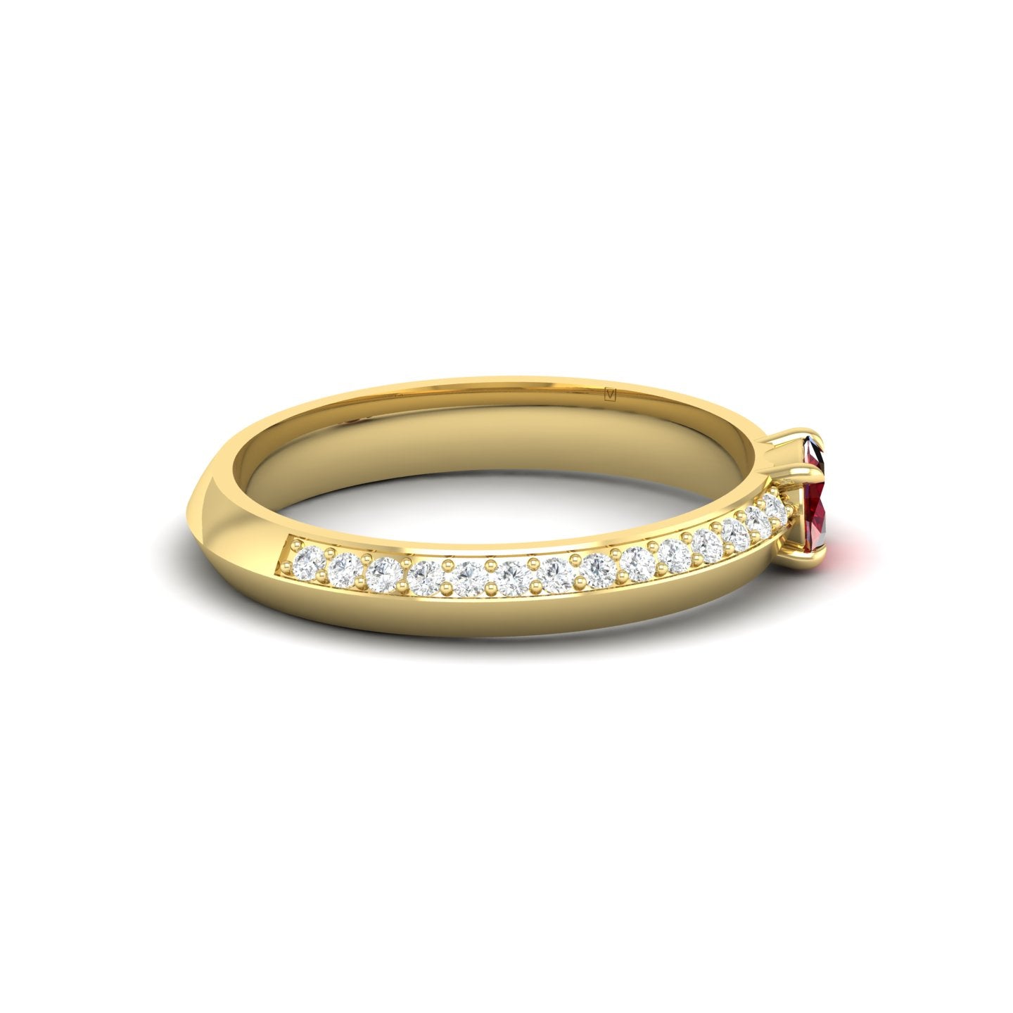 Ruby and Diamond Solitaire Ring