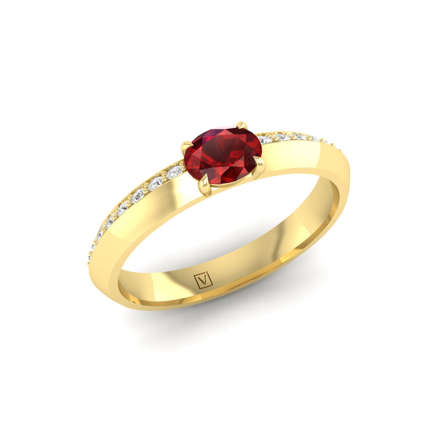 Ruby and Diamond Solitaire Ring