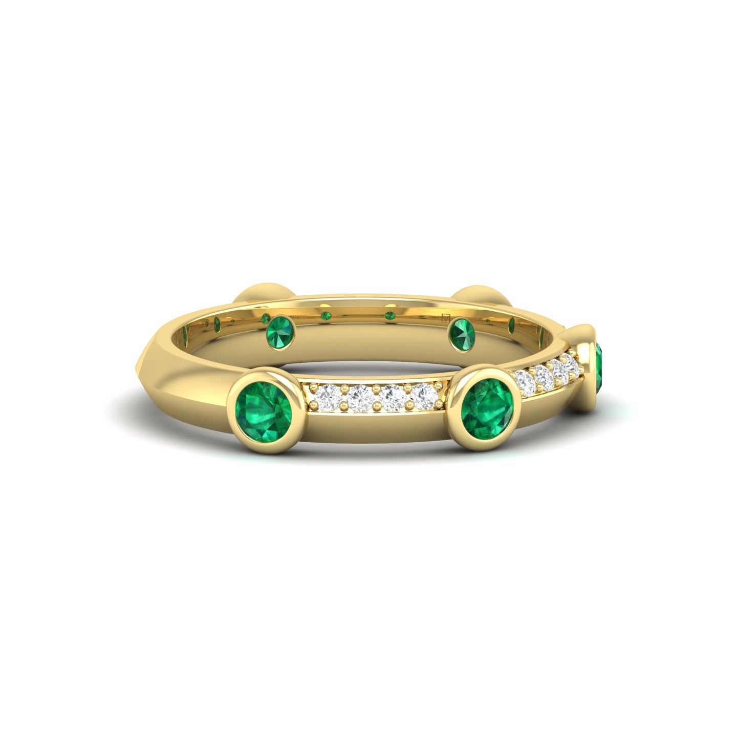 Emerald and Diamond Bezel Band