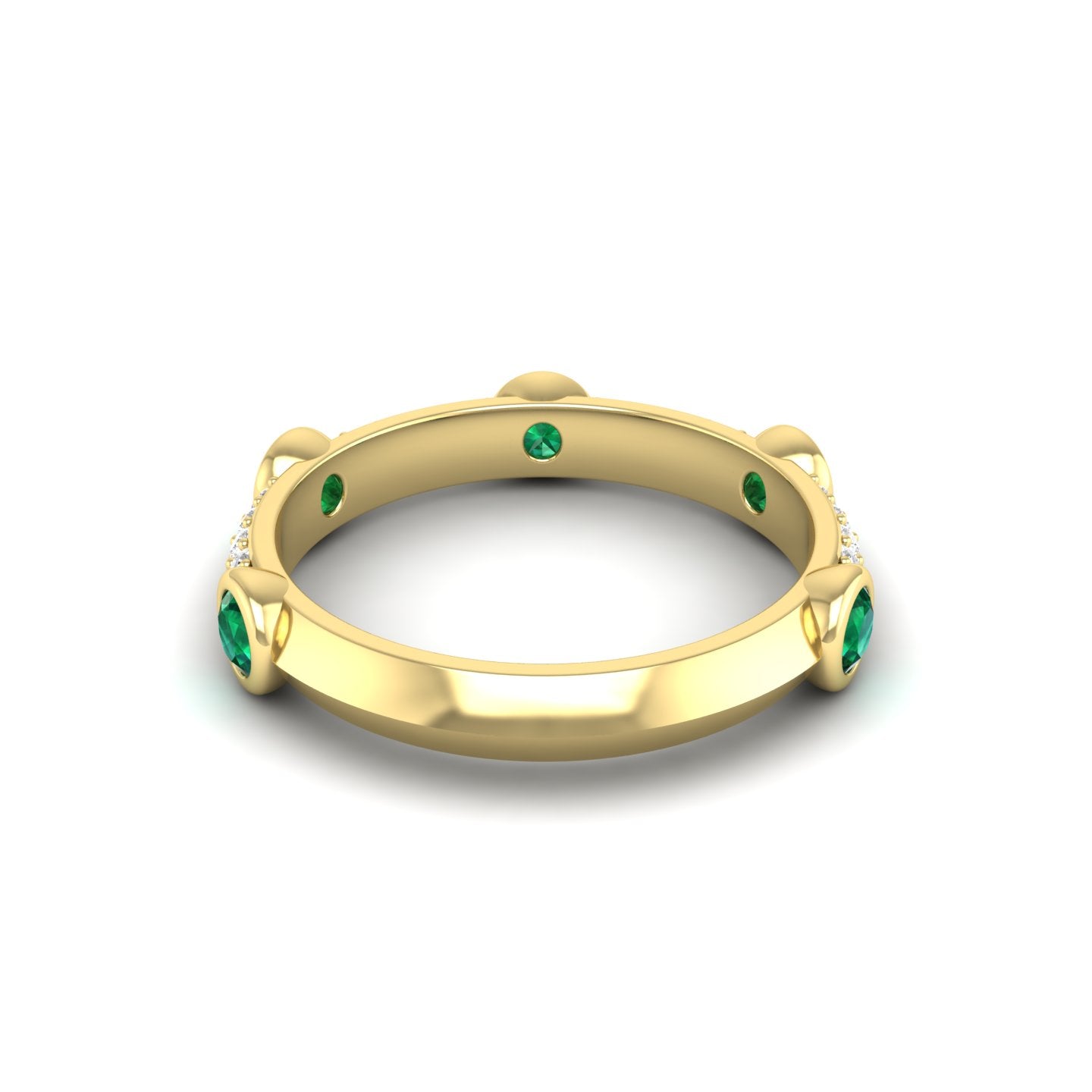 Emerald and Diamond Bezel Band