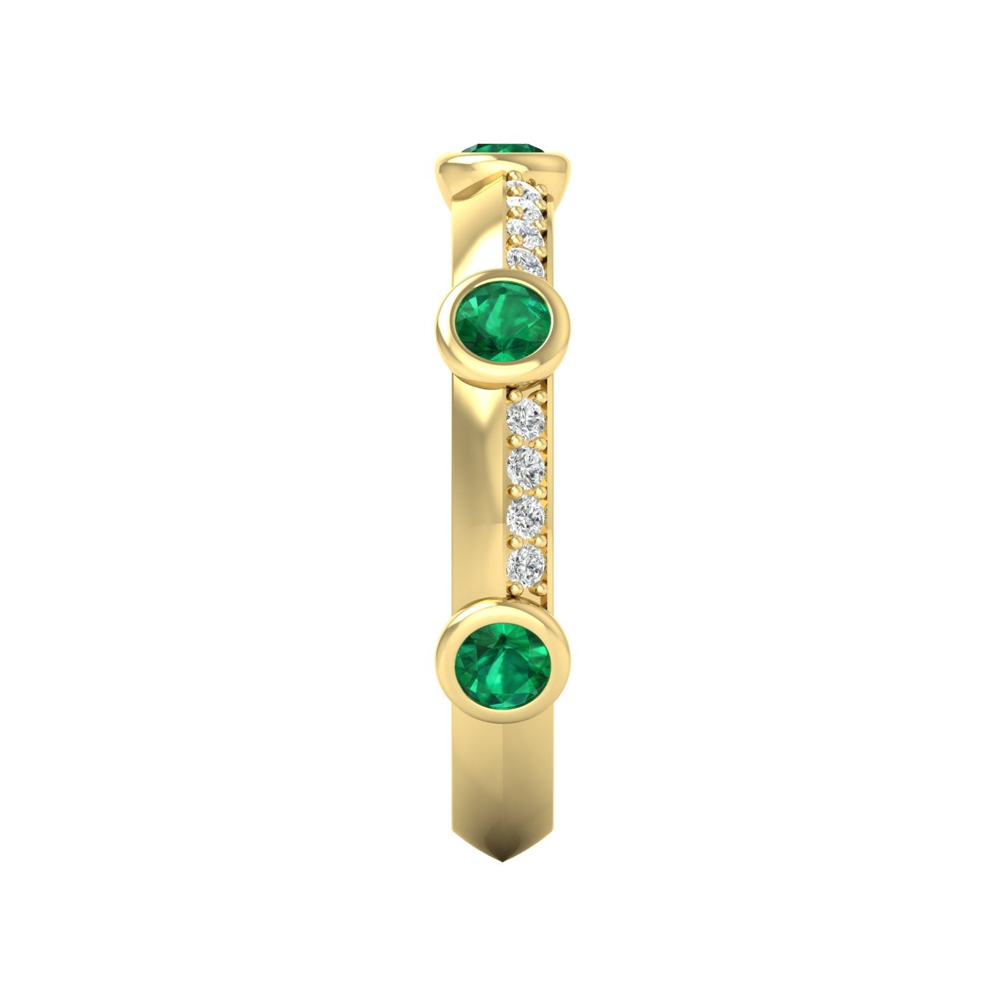 Emerald and Diamond Bezel Band