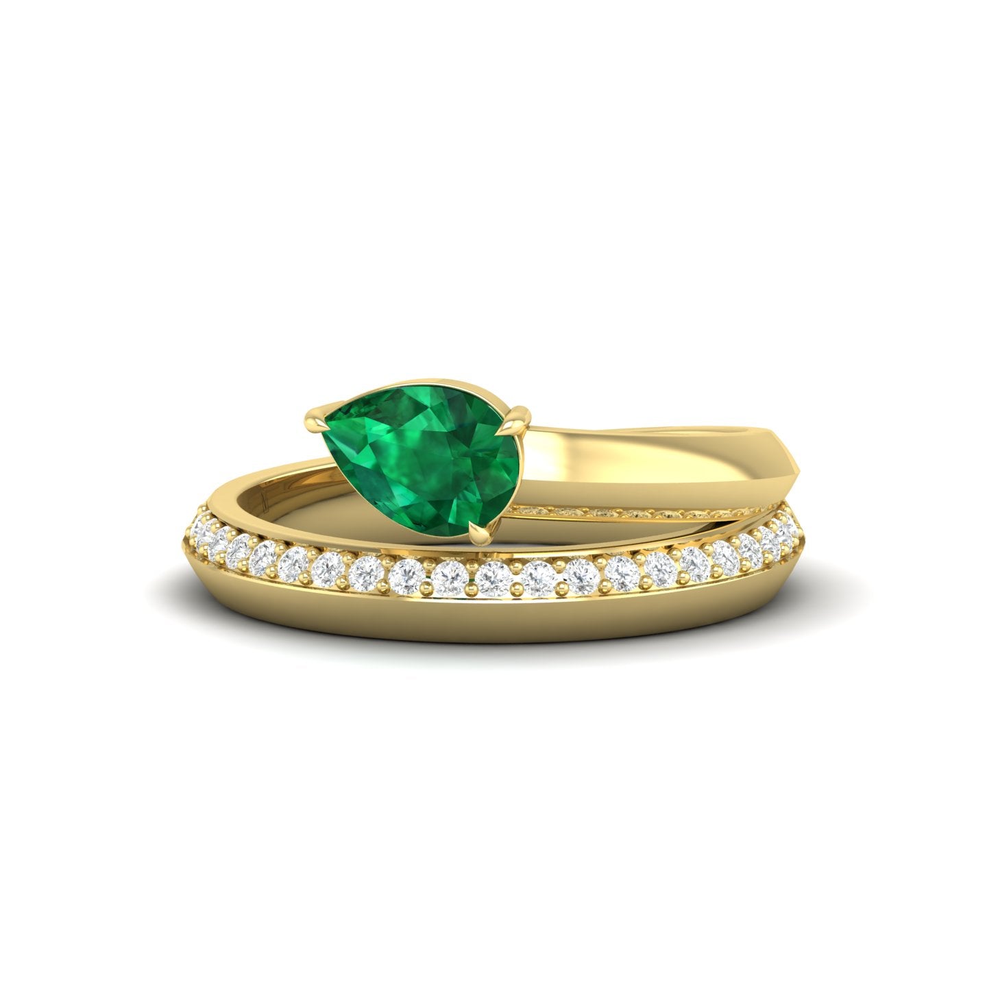 Emerald and Diamond Coil Ring