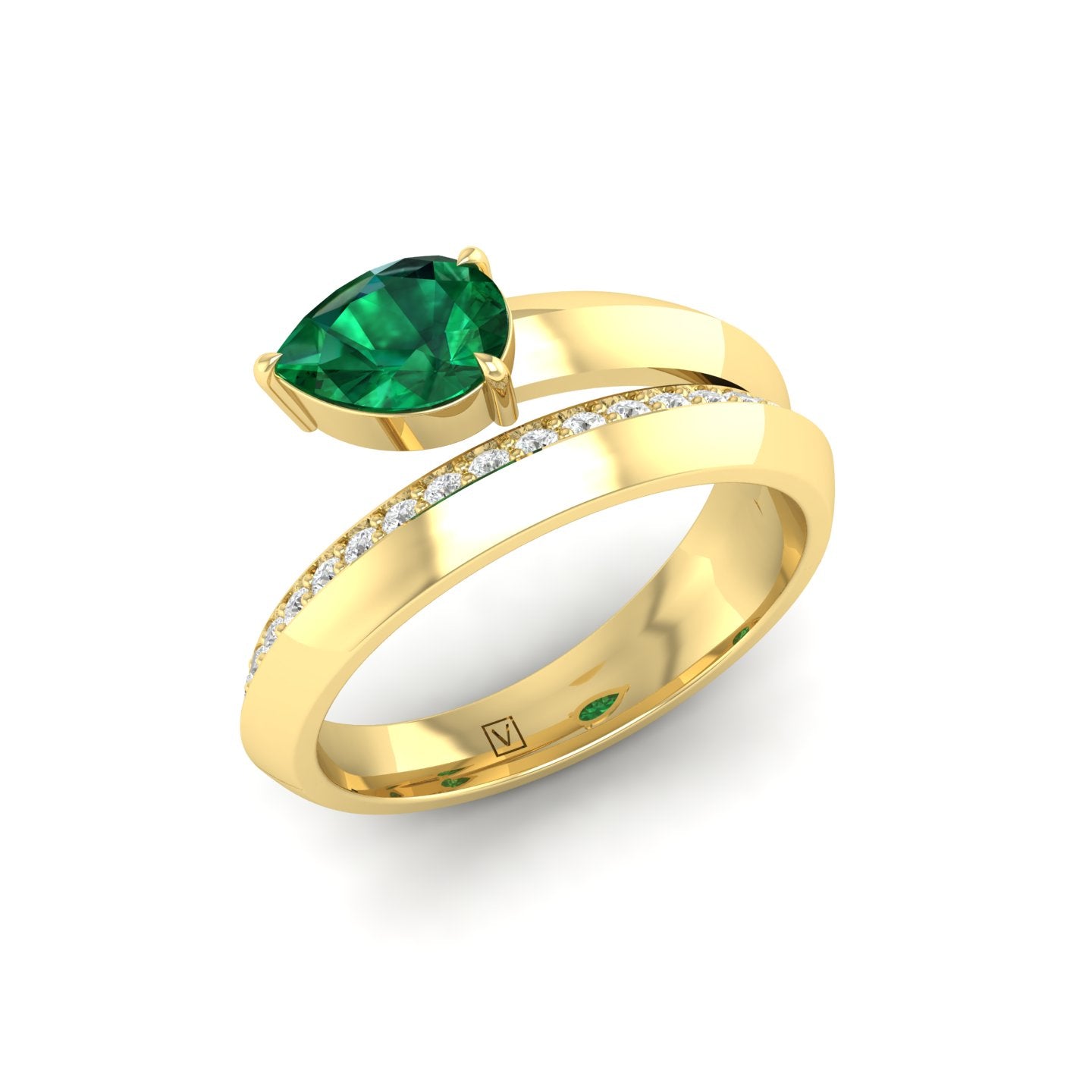 Emerald and Diamond Coil Ring