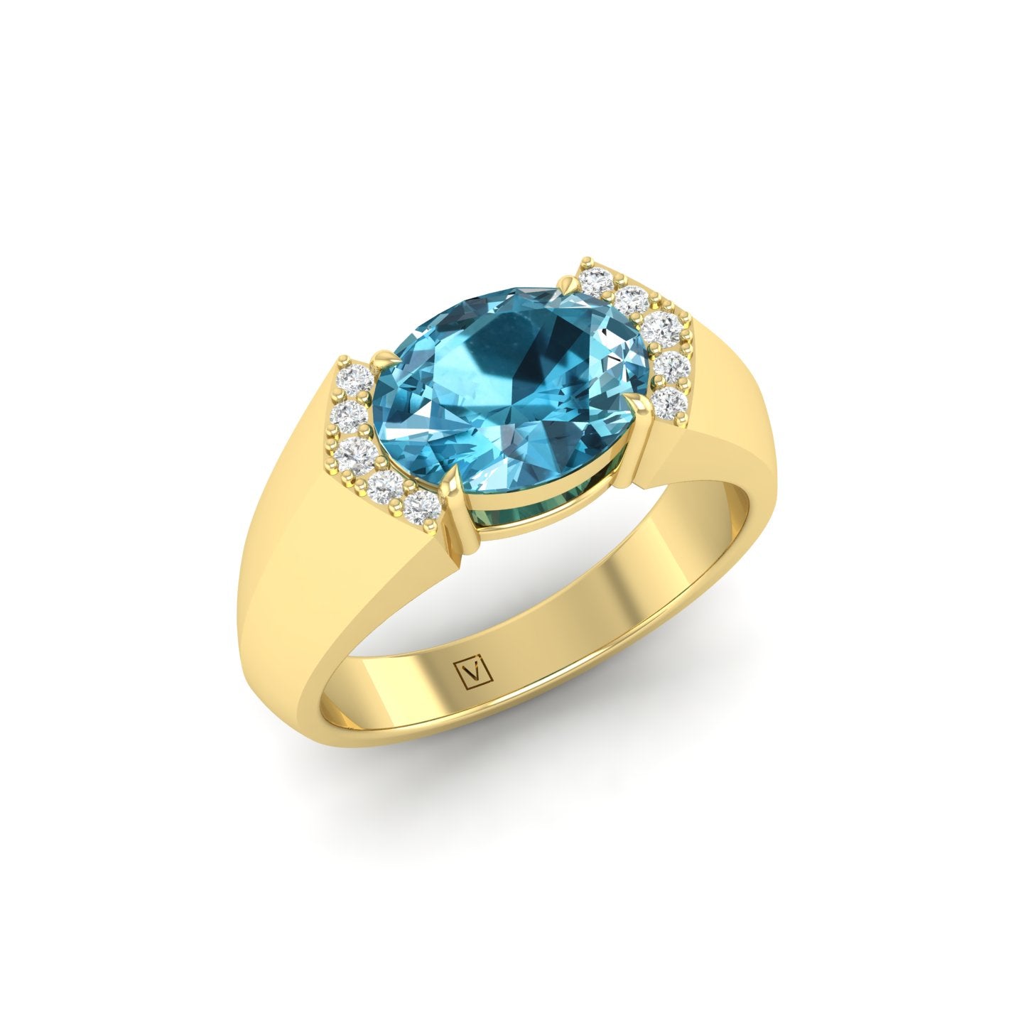 London Blue Topaz and Diamond Ring