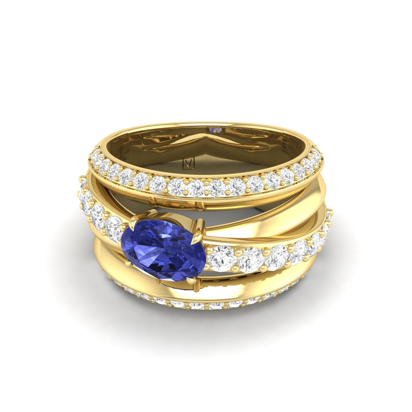 Tanzanite and Diamond Crossover Ring