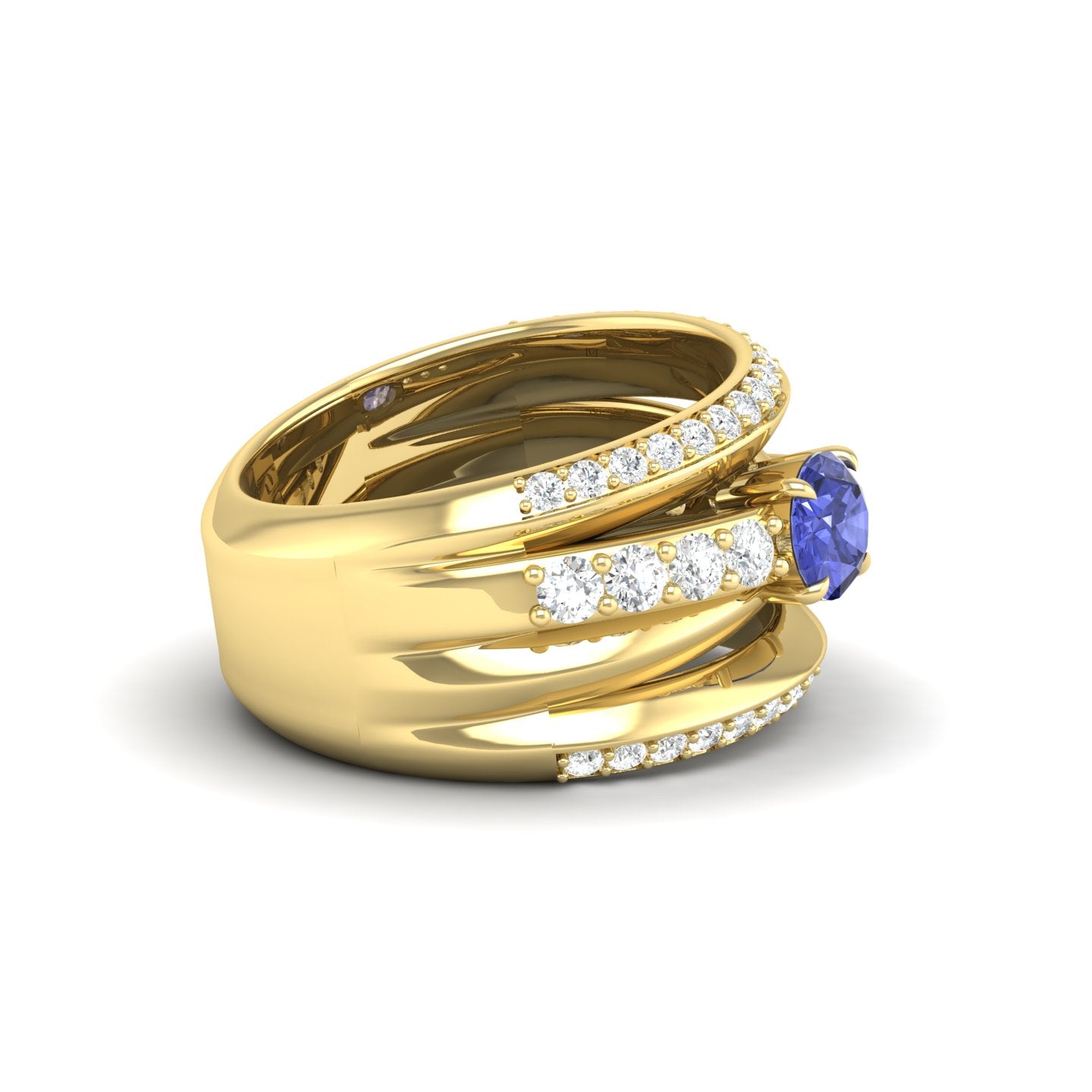 Tanzanite and Diamond Crossover Ring