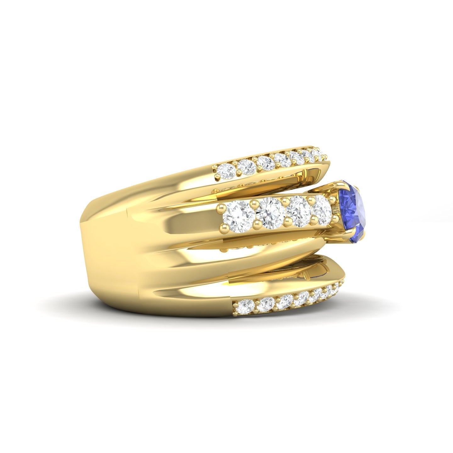 Tanzanite and Diamond Crossover Ring