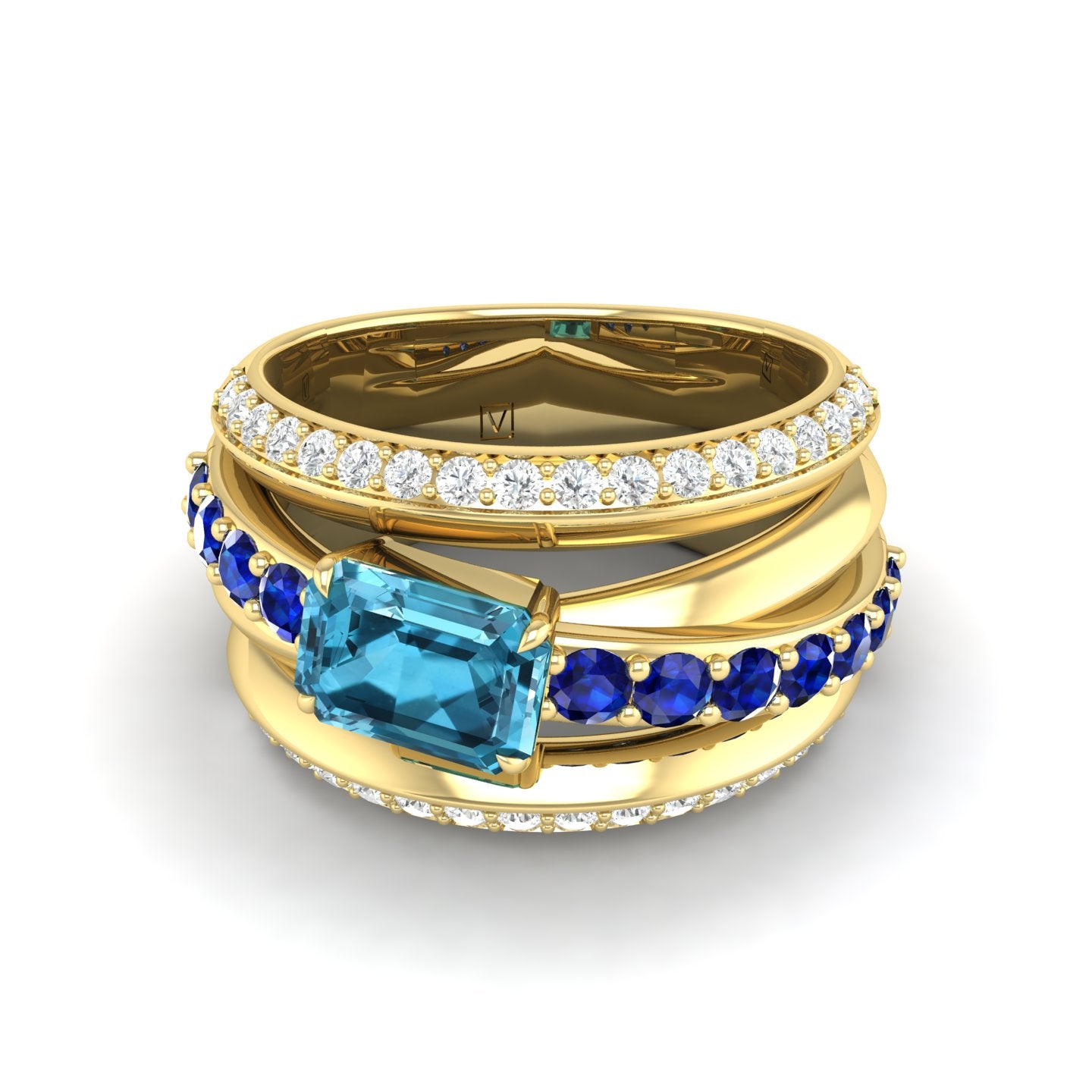 London Blue Topaz and Diamond Crossover Ring