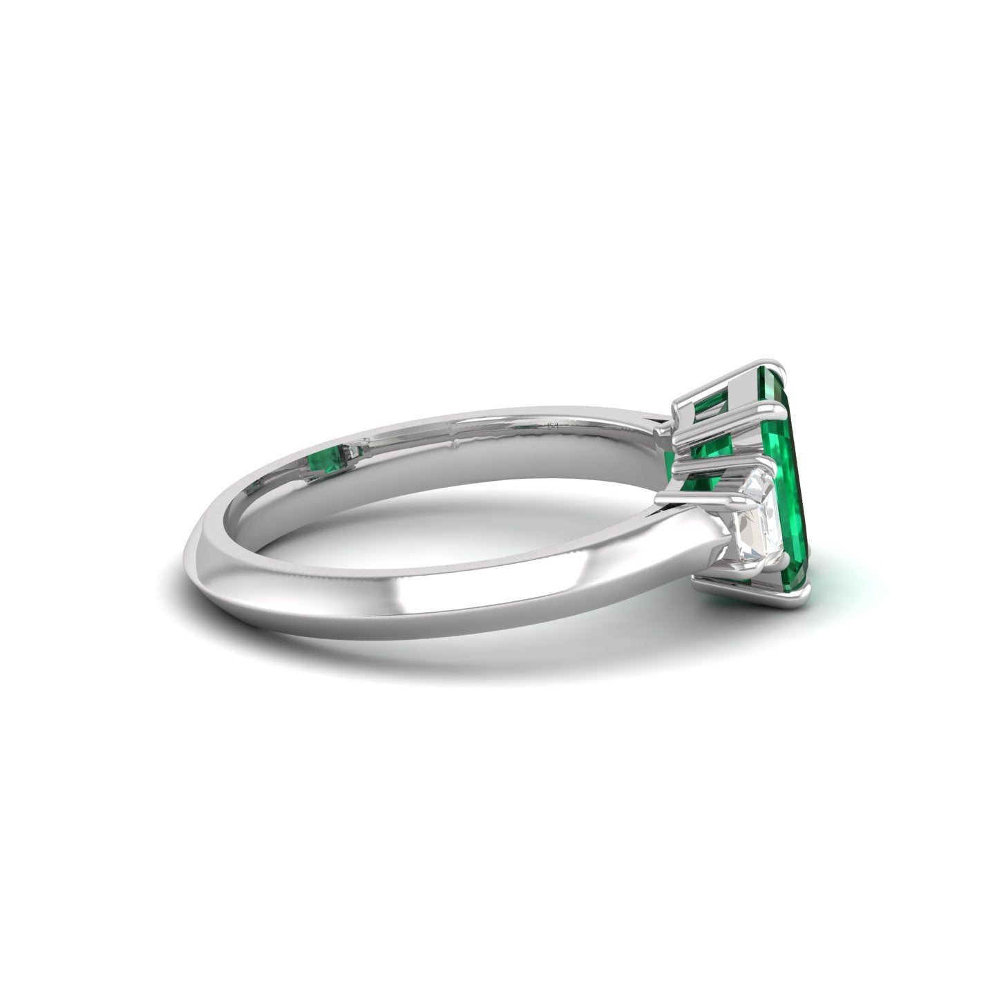 Emerald and Diamond Three-Stone Ring