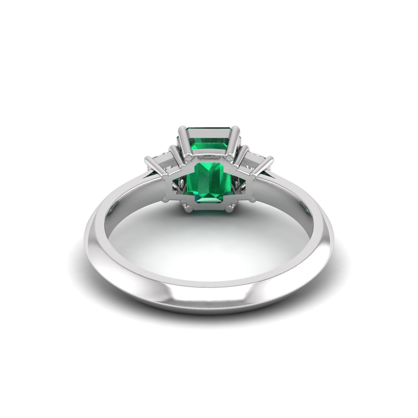 Emerald and Diamond Three-Stone Ring