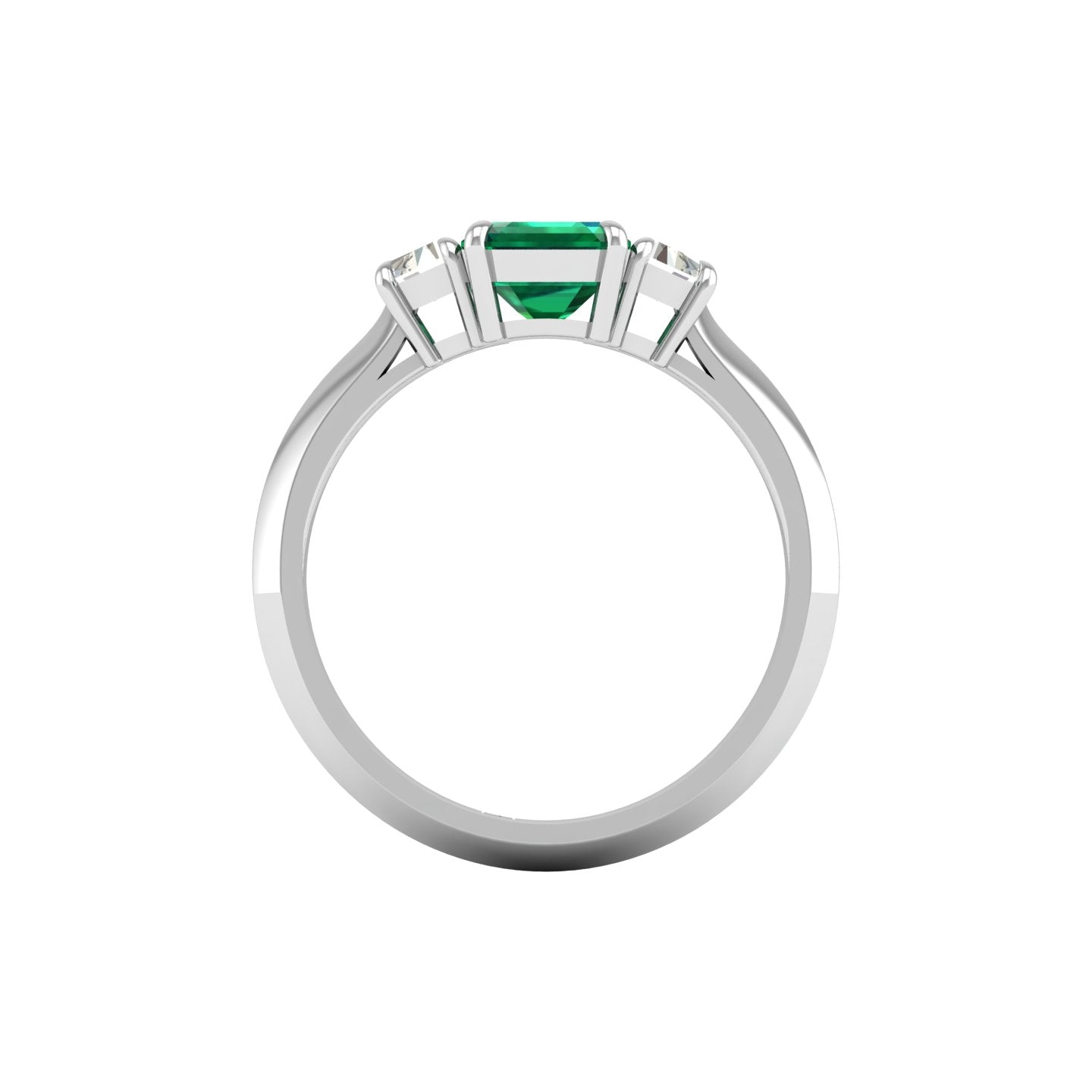 Emerald and Diamond Three-Stone Ring