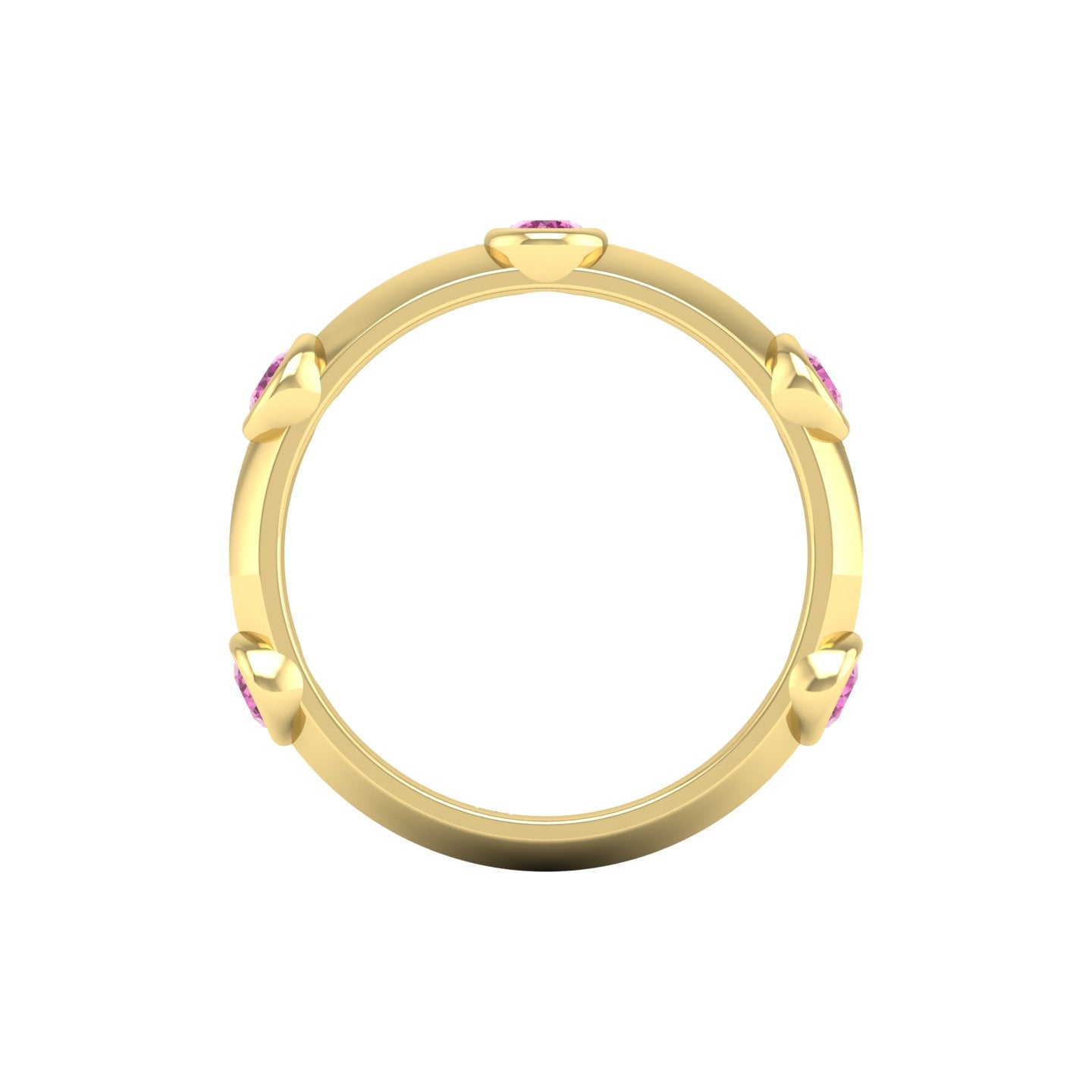 Pink Sapphire and Diamond Bezel Band