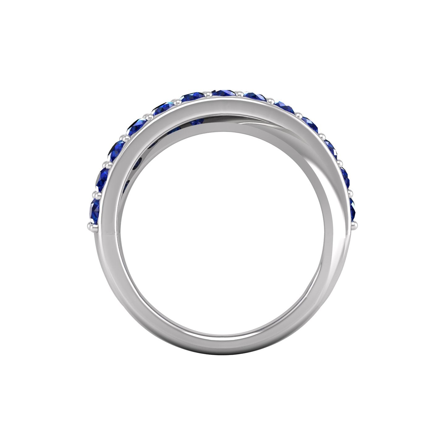 Blue Sapphire and Diamond Crossover Ring