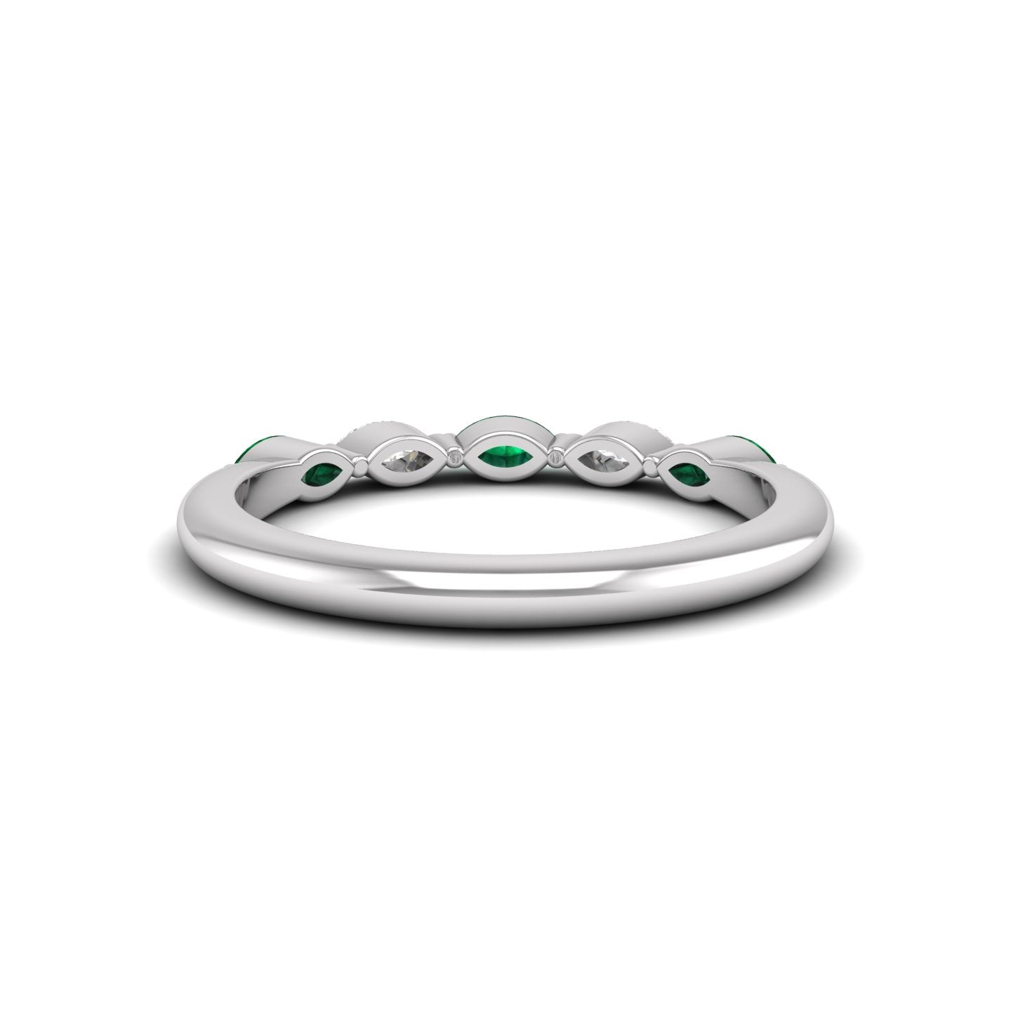 Emerald and Diamond Alternating Half Eternity Band