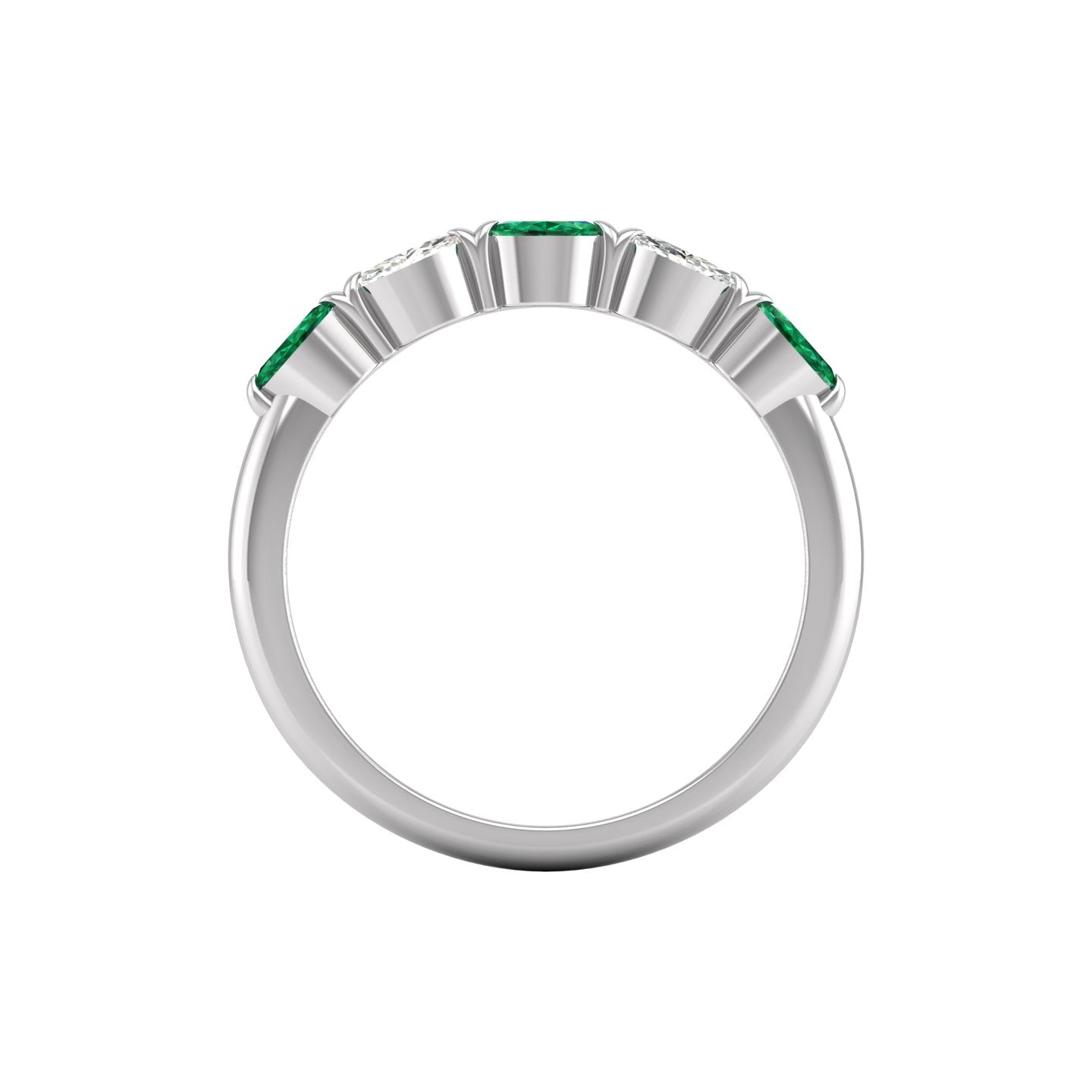 Emerald and Diamond Alternating Half Eternity Band