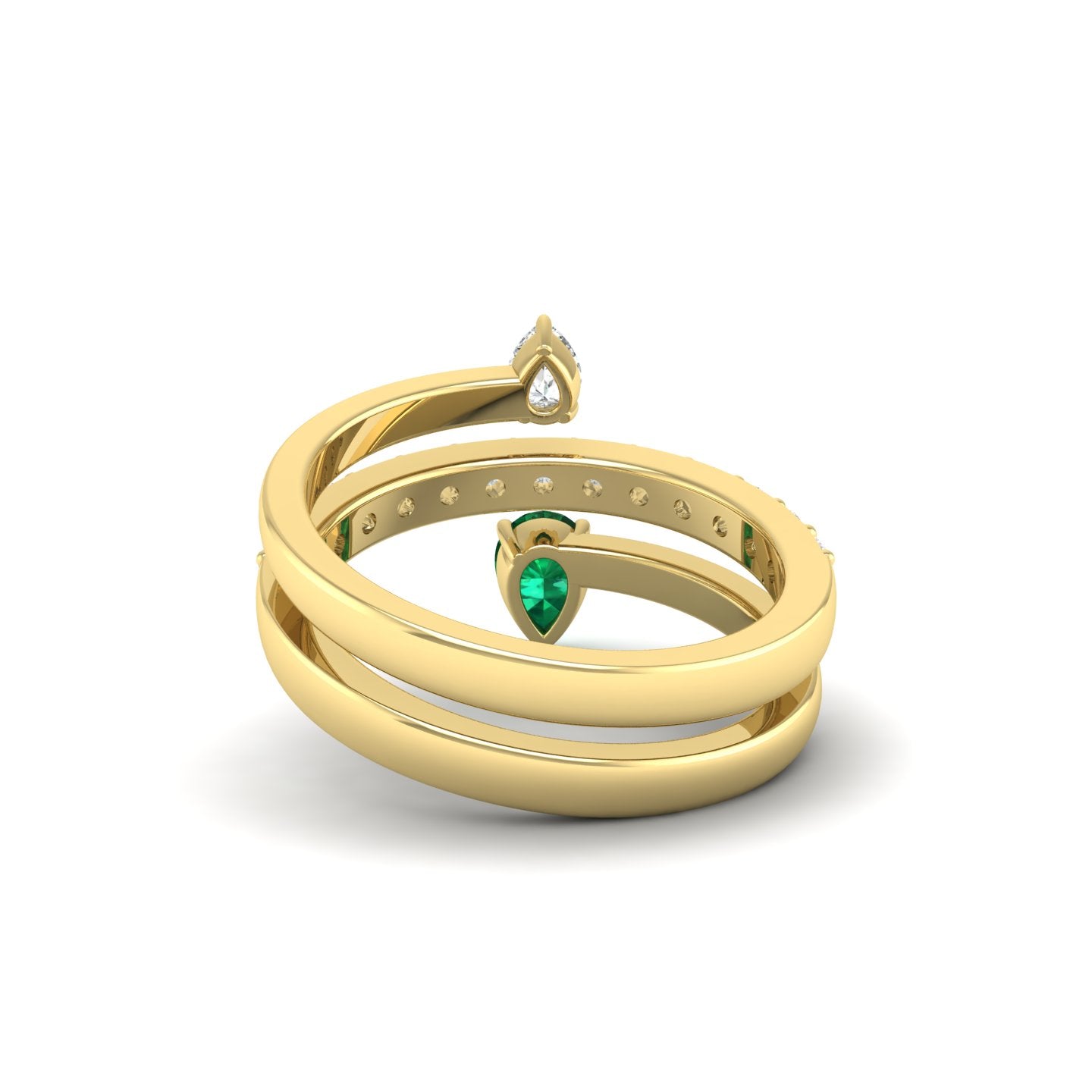 Emerald and Diamond Coil Ring