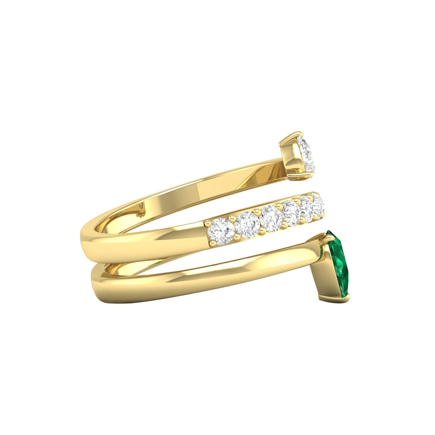 Emerald and Diamond Coil Ring