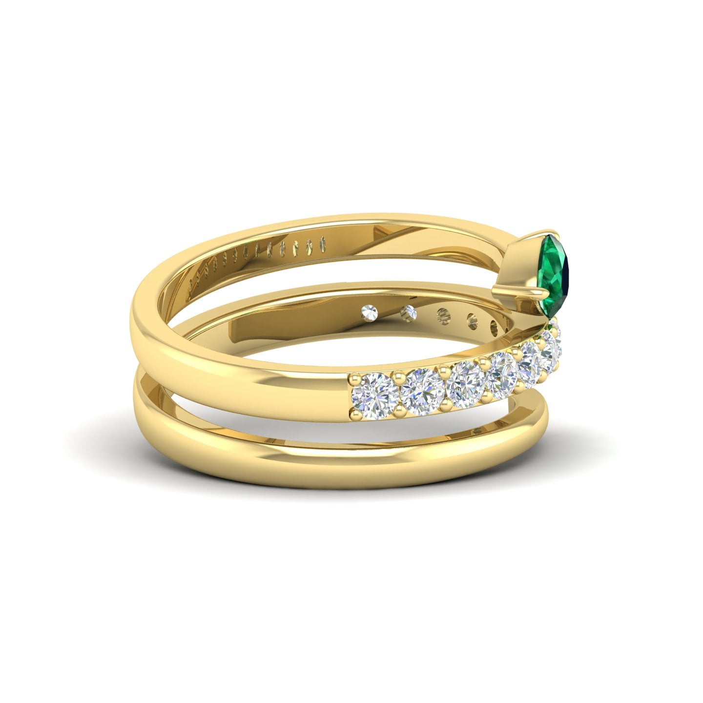 Emerald and Diamond Coil Ring