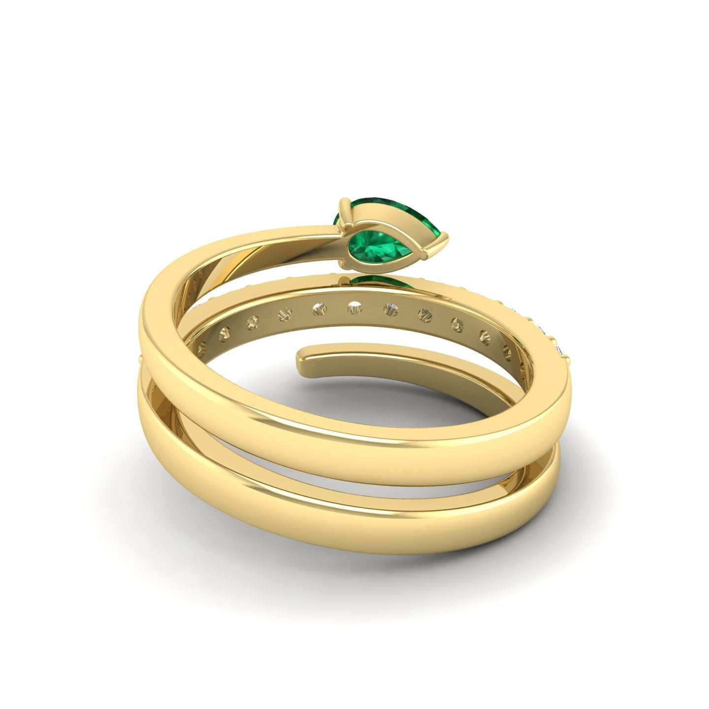 Emerald and Diamond Coil Ring