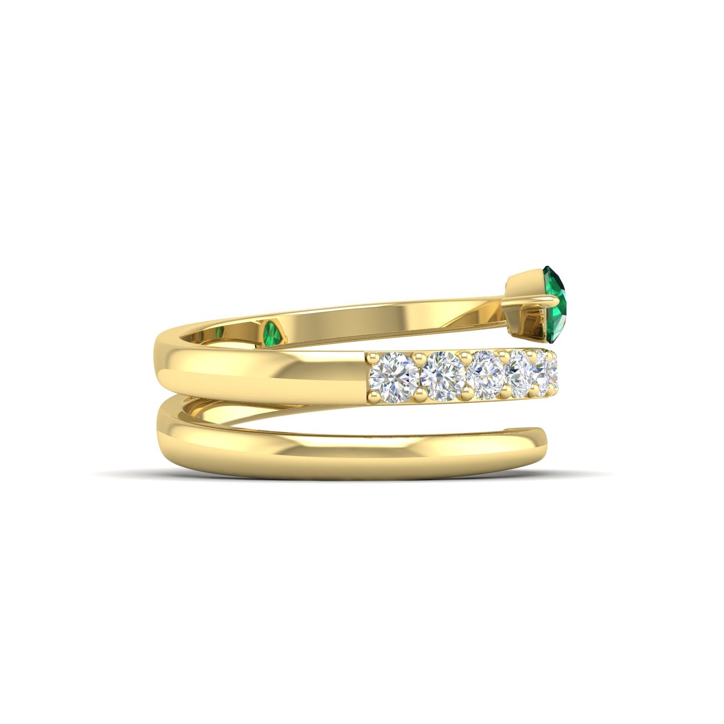 Emerald and Diamond Coil Ring