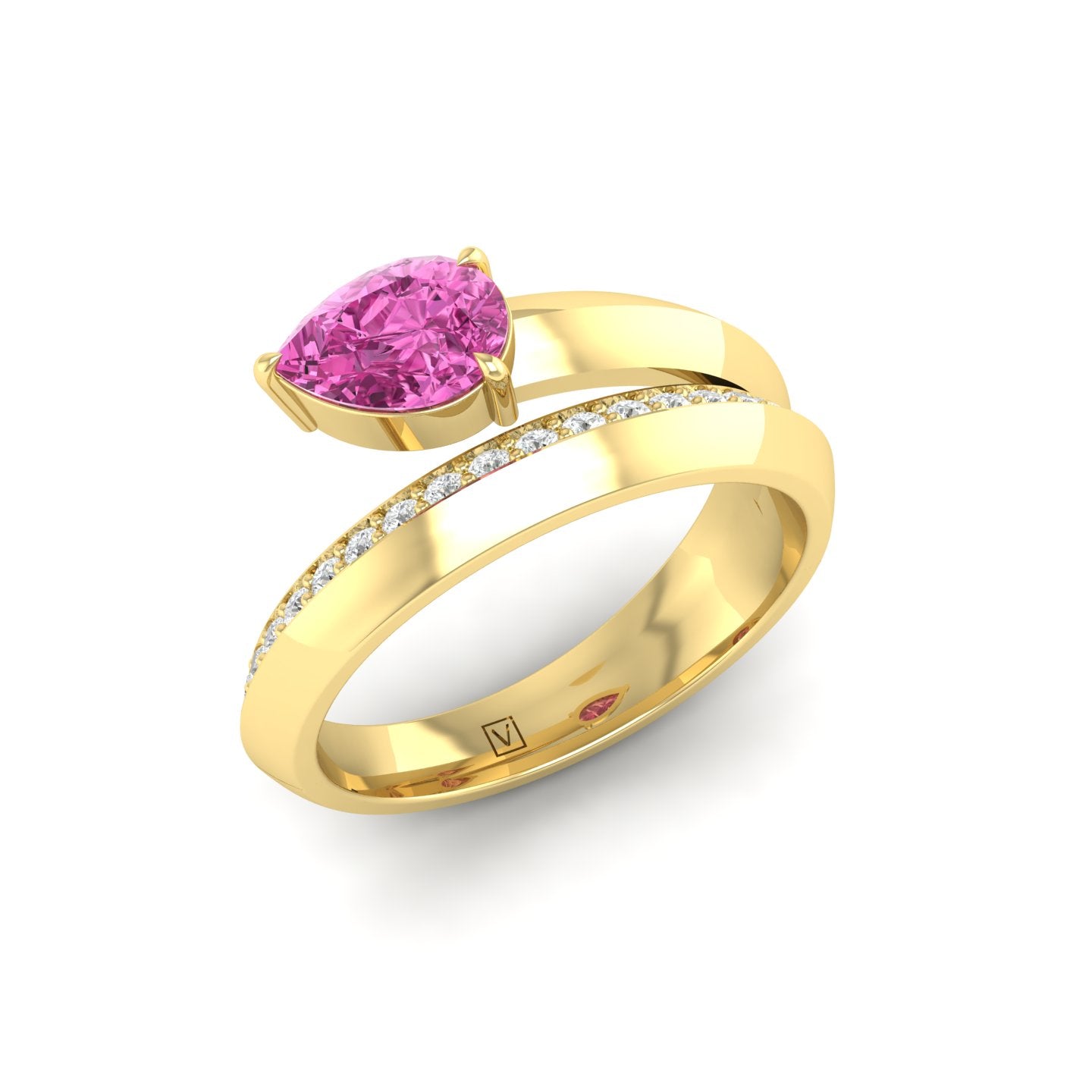 Pink Sapphire and Diamond Coil Ring