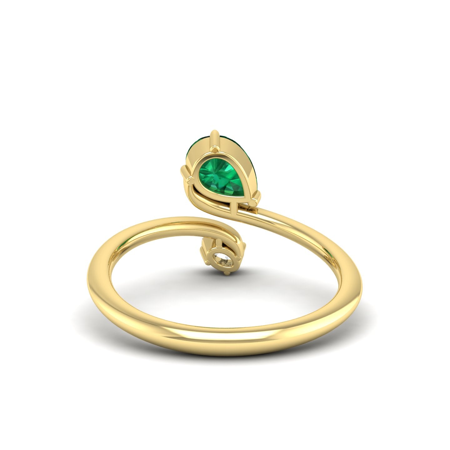 Emerald and Diamond Bypass Ring